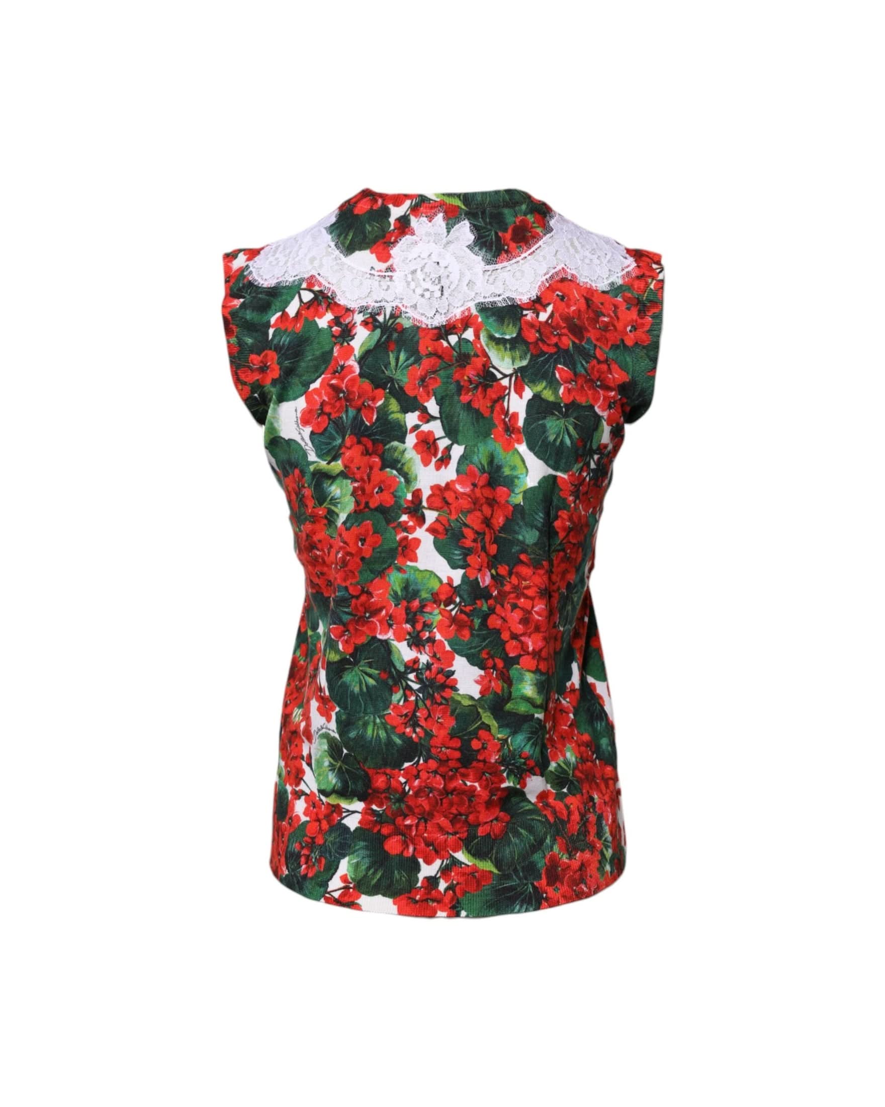 Dolce & Gabbana Multicolor Lace Floral Sleeveless Tank Top Tank Tops