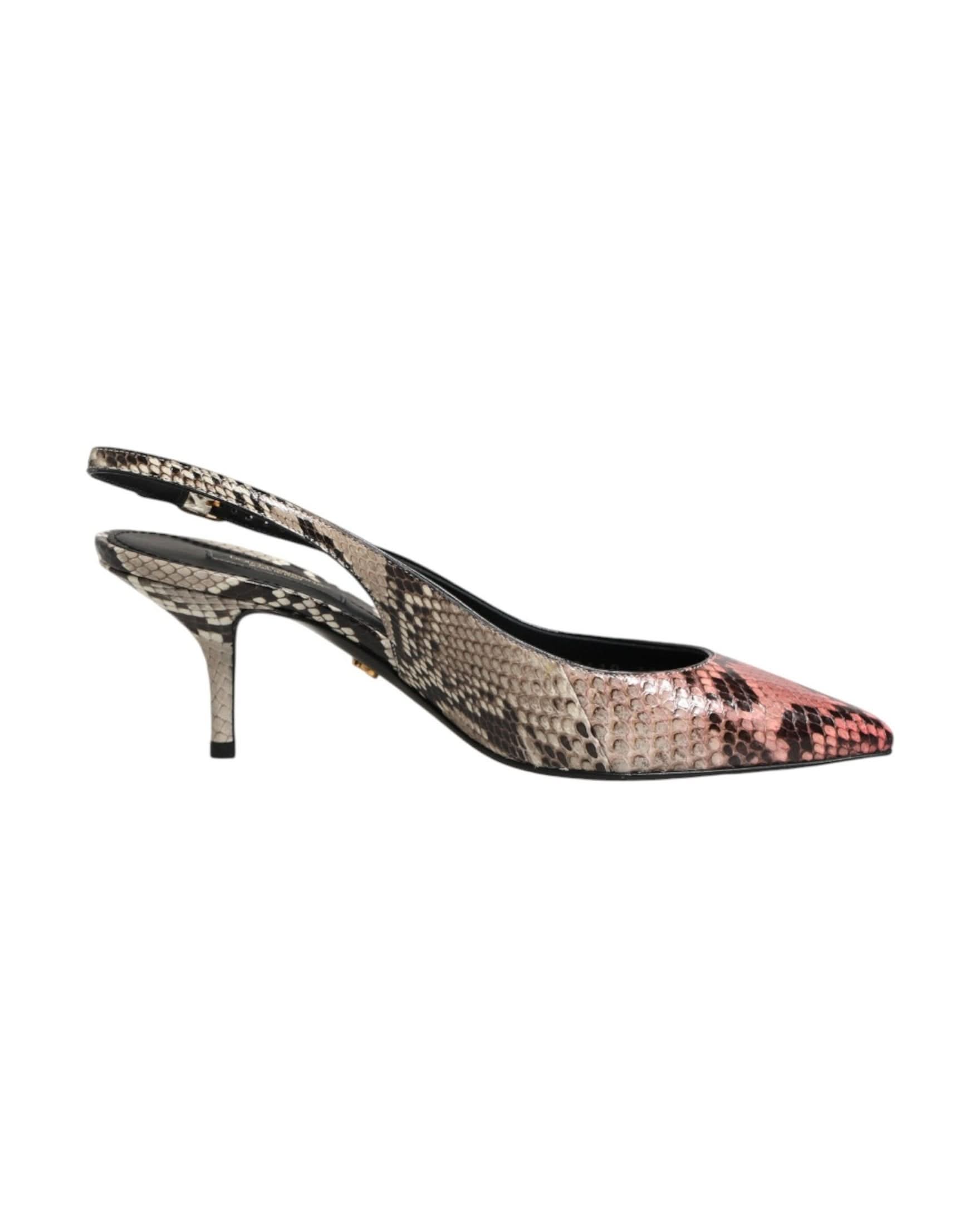 Dolce & Gabbana Multicolor Leather Heels Slingback Shoes Heels