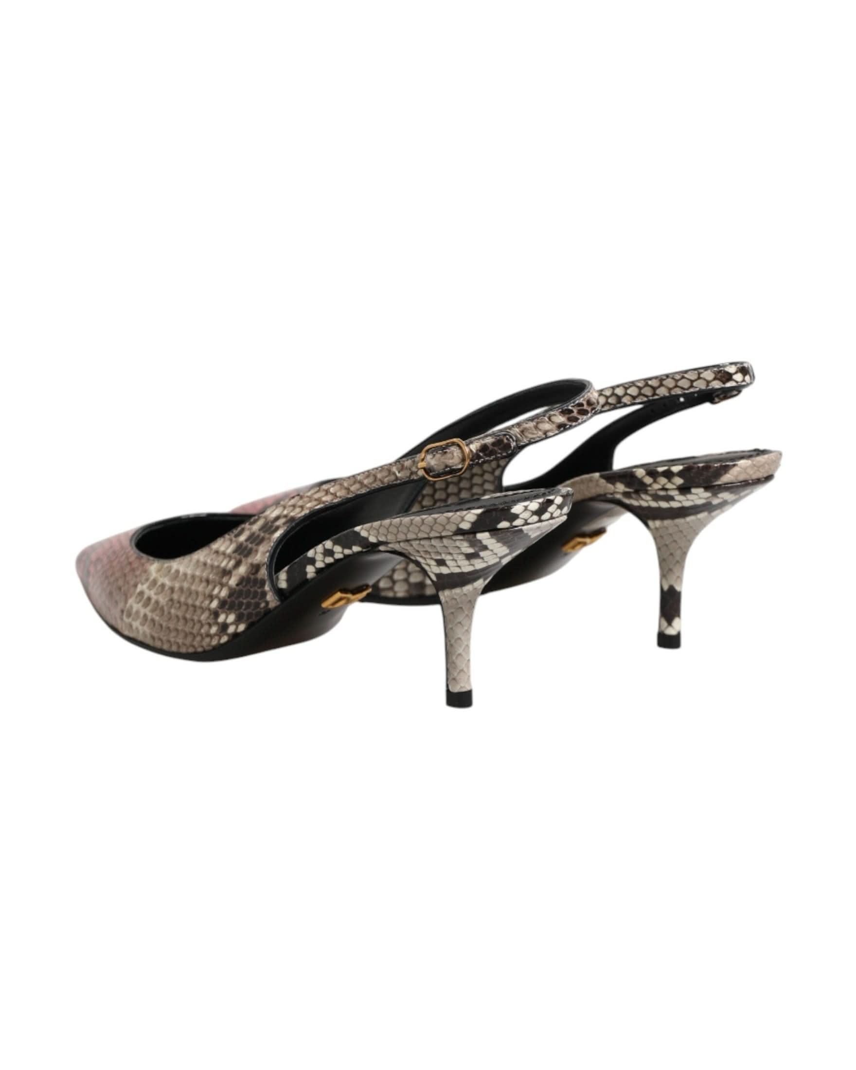 Dolce & Gabbana Multicolor Leather Heels Slingback Shoes Heels