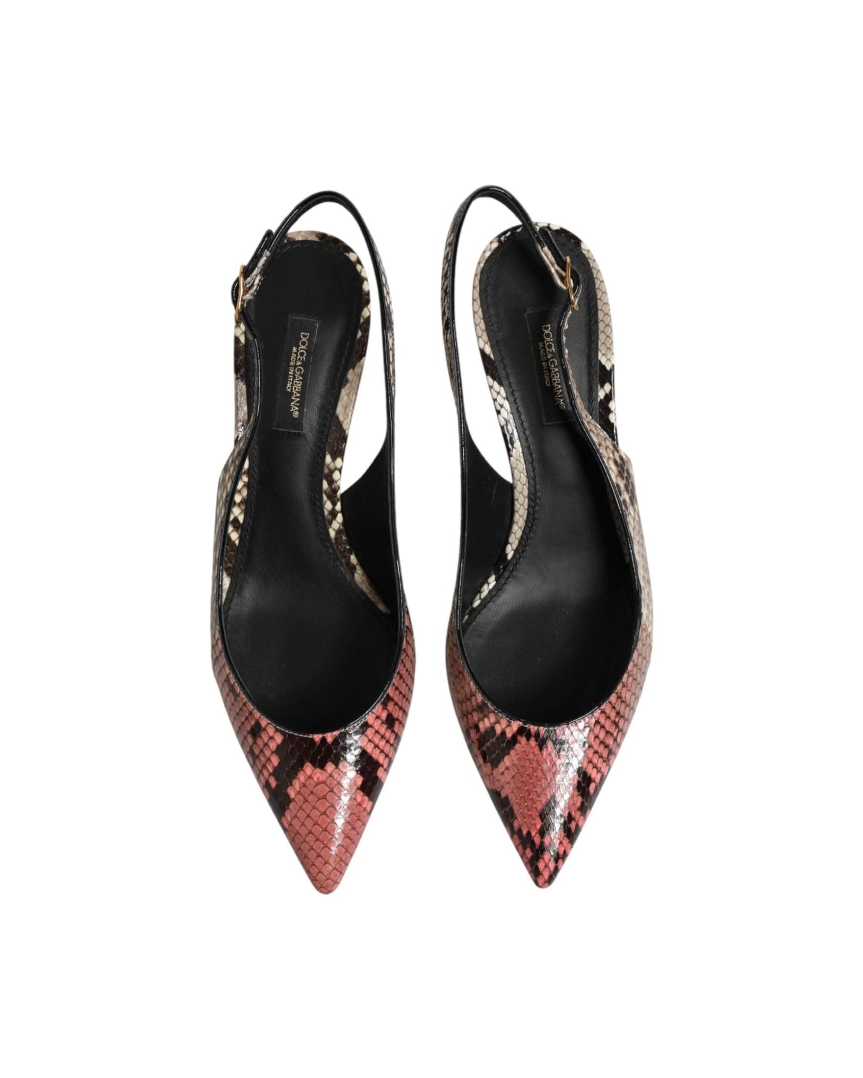 Dolce & Gabbana Multicolor Leather Heels Slingback Shoes Heels