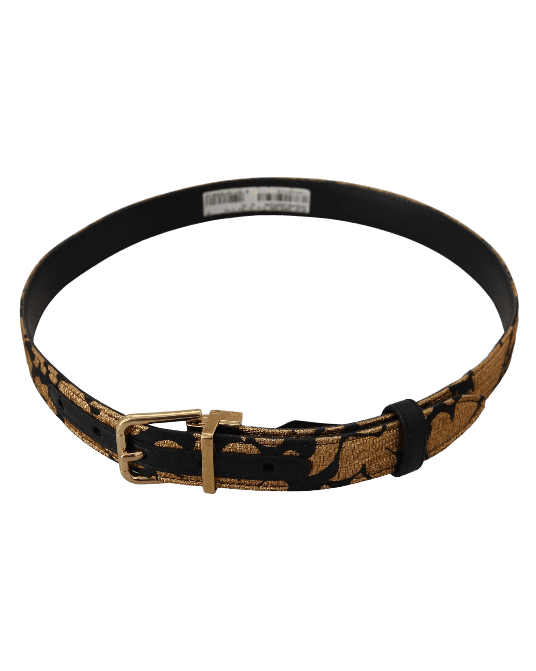 Dolce & Gabbana Black Leather Jacquard Logo Buckle Belt Belts