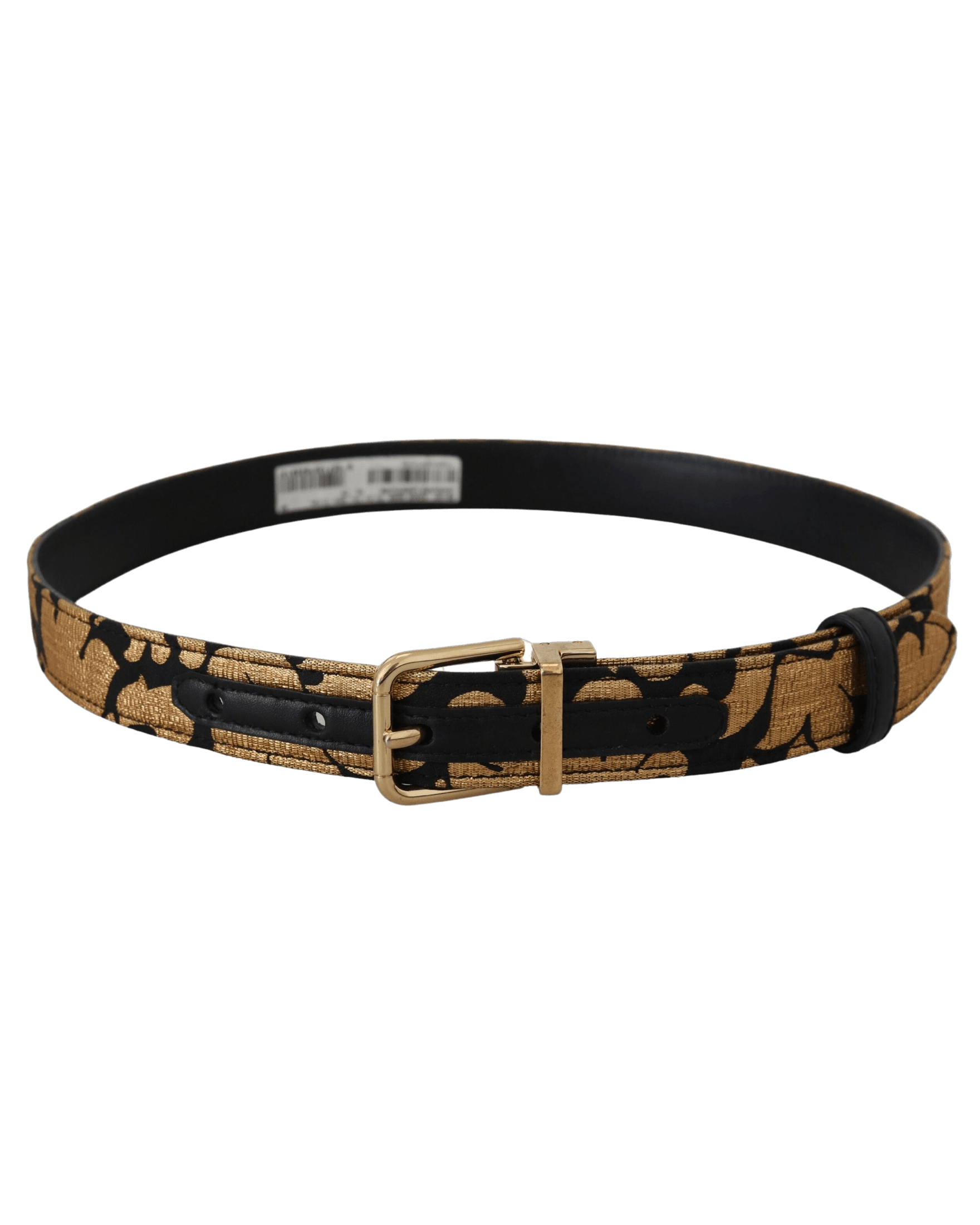 Dolce & Gabbana Black Leather Jacquard Logo Buckle Belt Belts