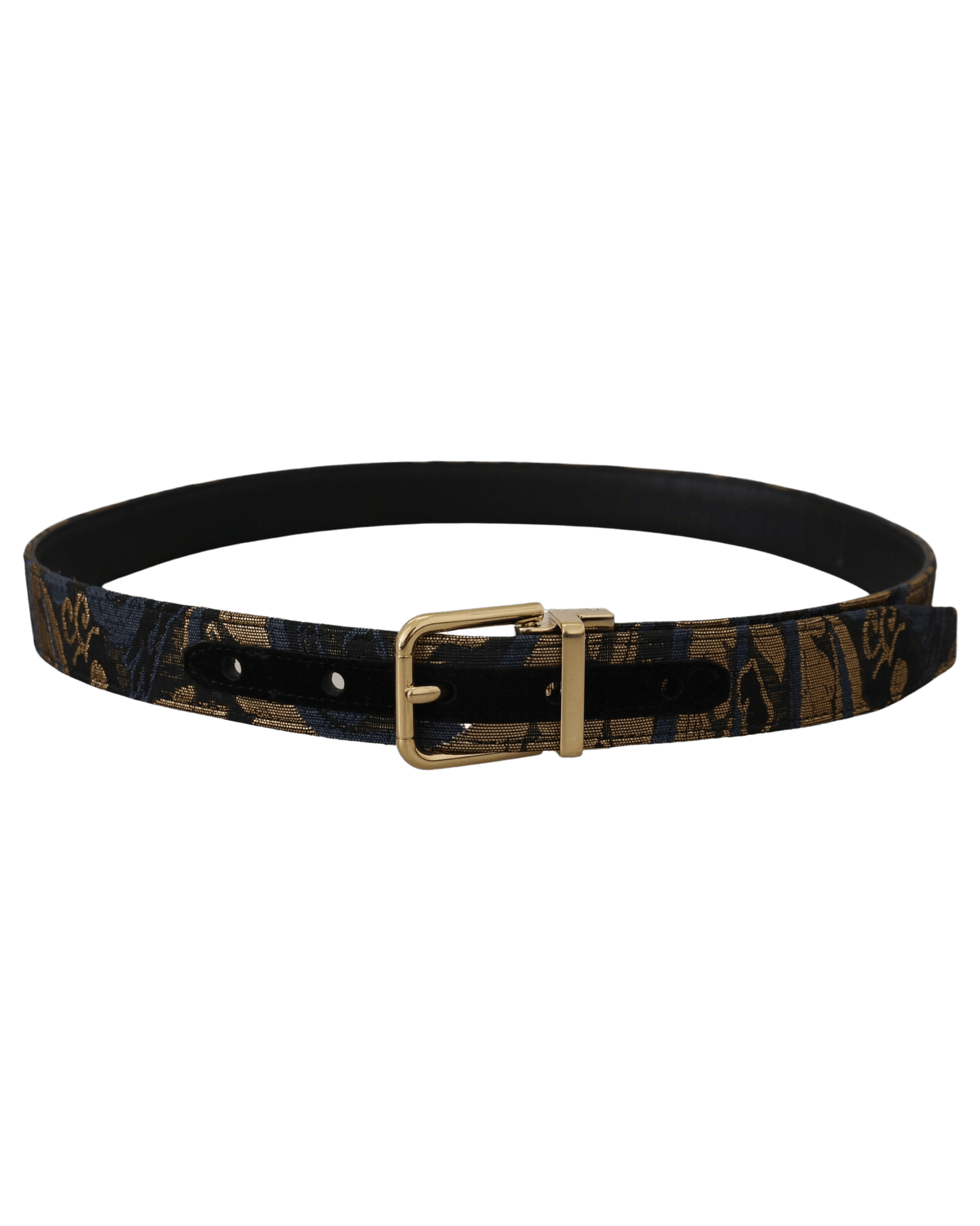 Dolce & Gabbana Multicolor Leather Jacquard Logo Buckle Belt Belts