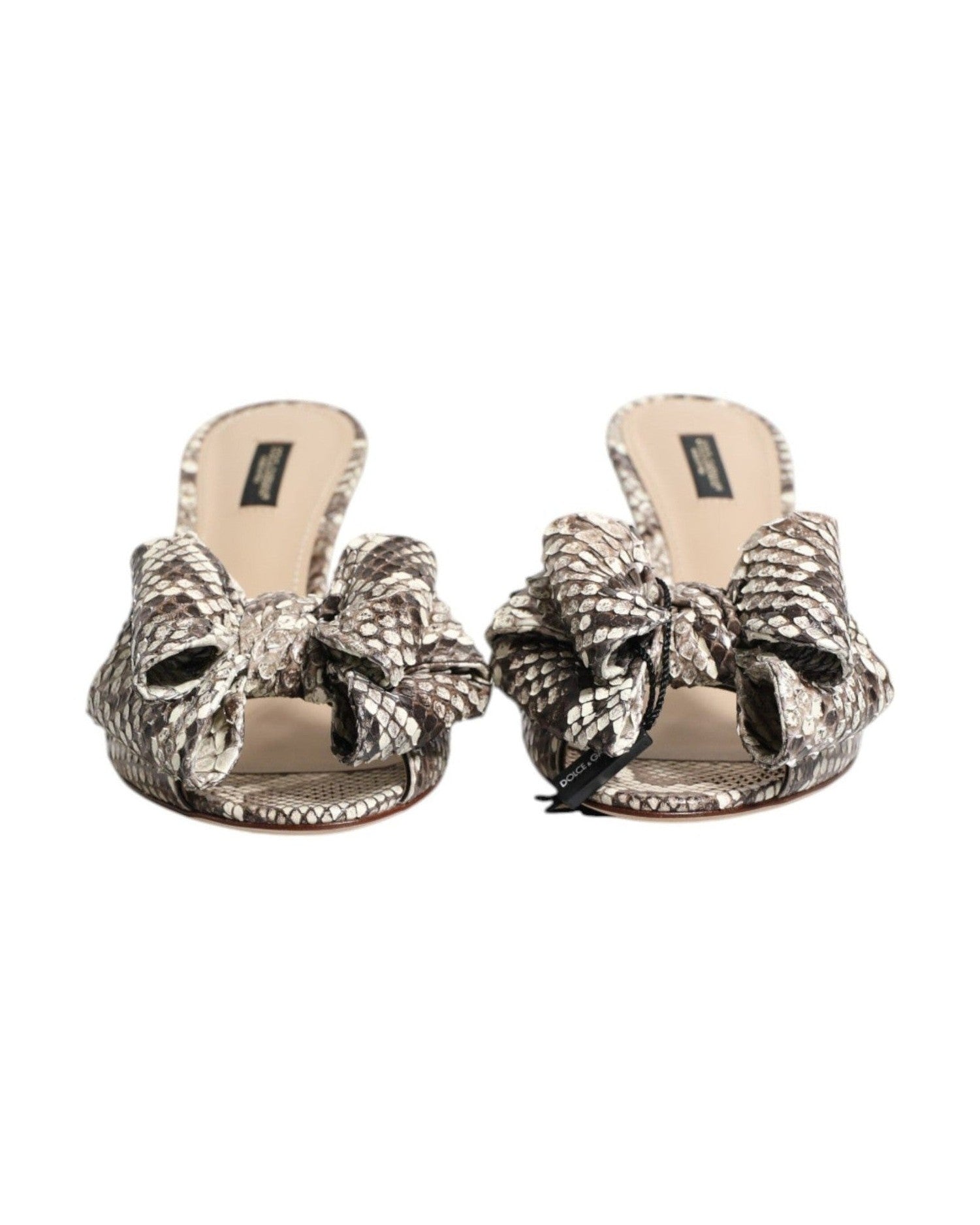 Dolce & Gabbana Multicolor Leather Keira Bow Peep Toe Mules Shoes Glam Steals