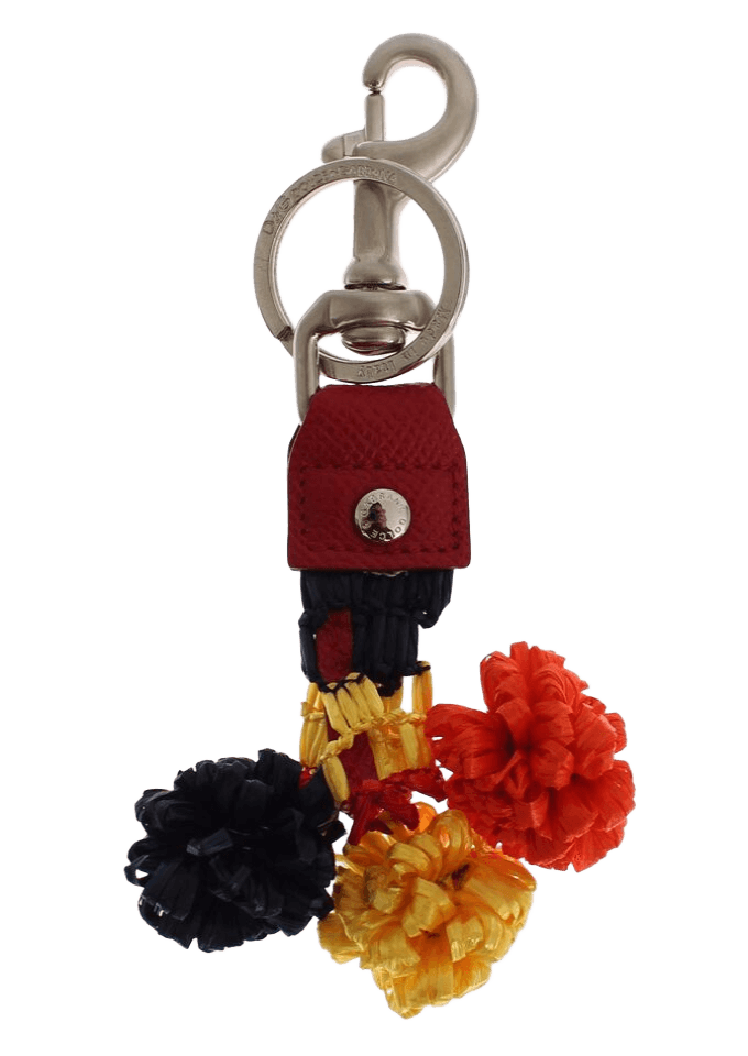 Dolce & Gabbana Multicolor Leather Raffia Clasp Finder Chain Keyring Glam Steals