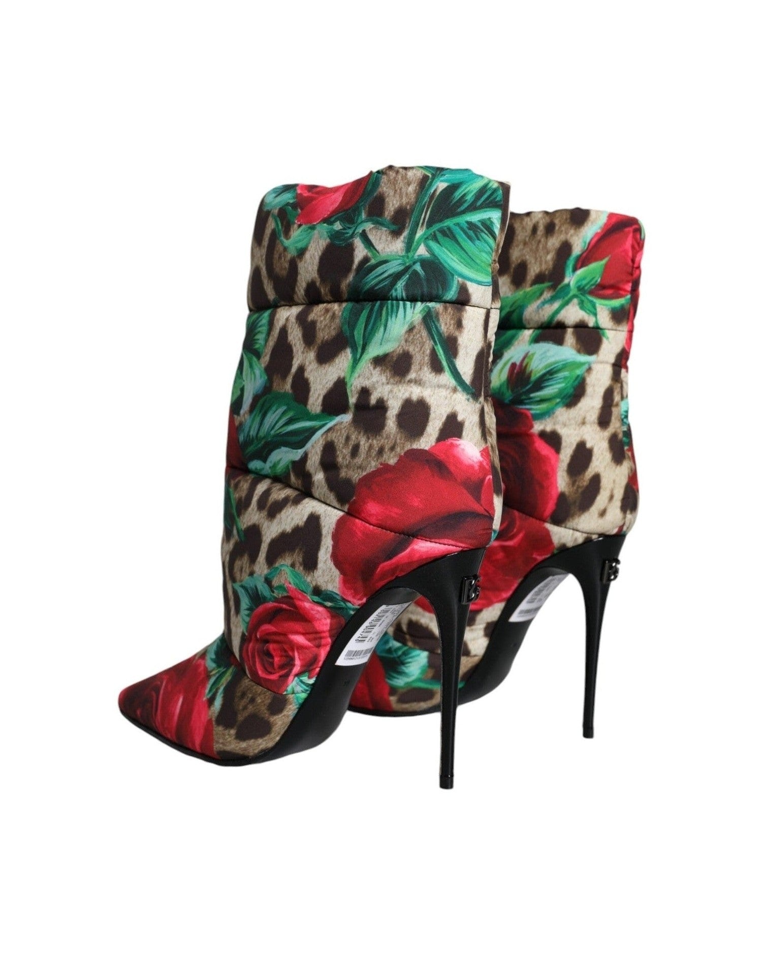Dolce & Gabbana Multicolor Leopard Rose Mid Calf Boots Shoes Boots