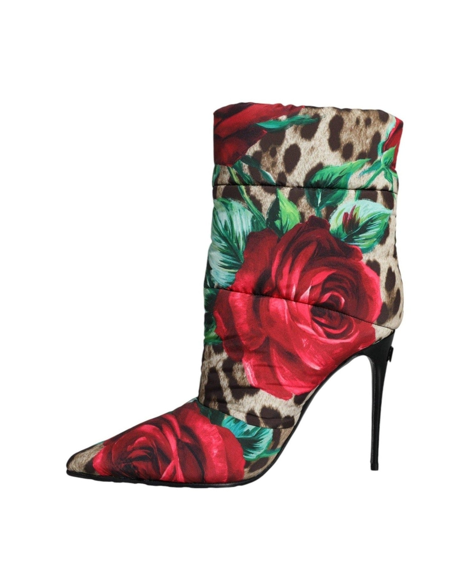 Dolce & Gabbana Multicolor Leopard Rose Mid Calf Boots Shoes Boots