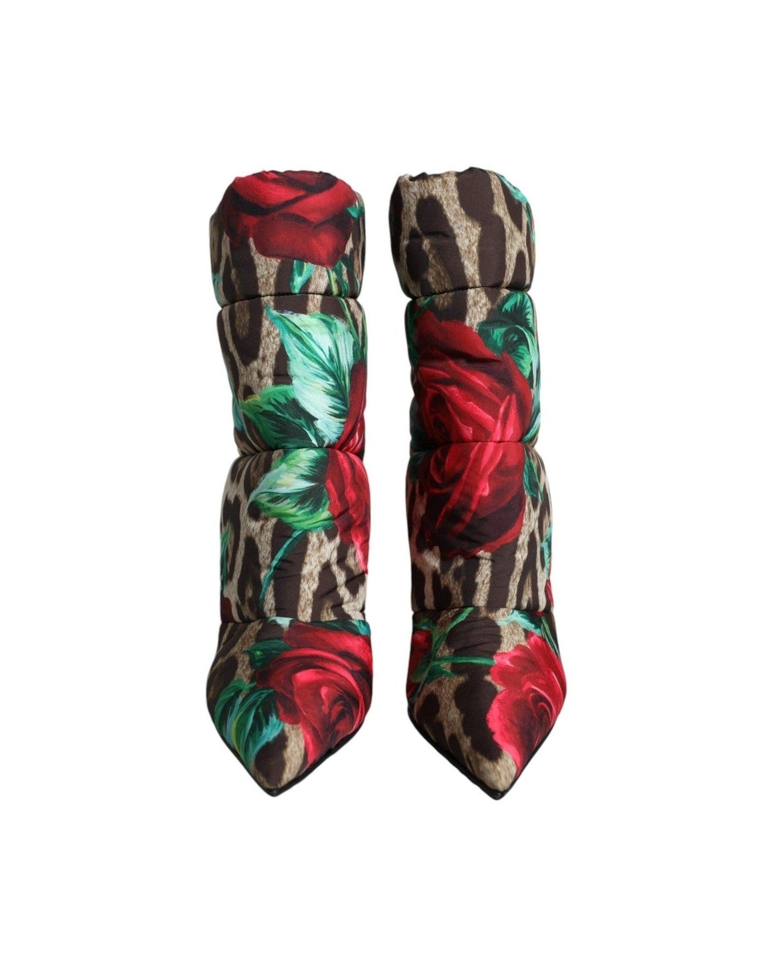 Dolce & Gabbana Multicolor Leopard Rose Mid Calf Boots Shoes Boots