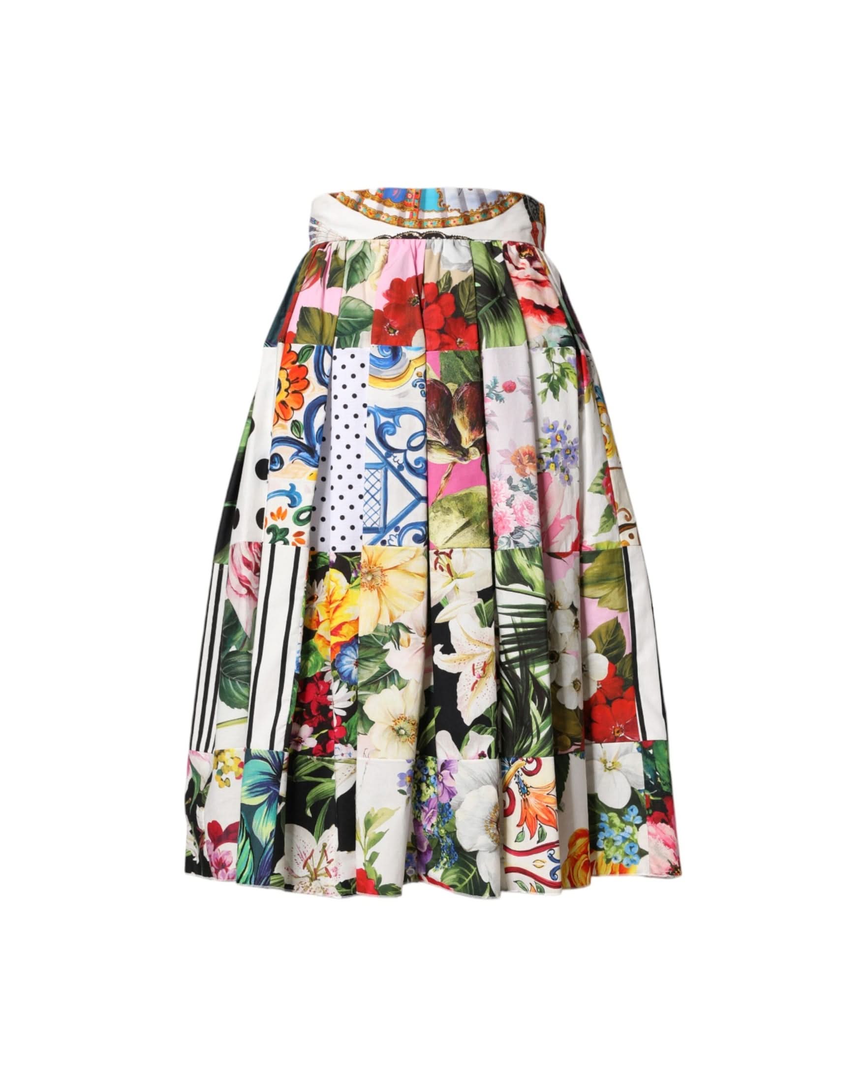 Dolce & Gabbana Multicolor Patchwork High Waist Midi Skirt Skirts