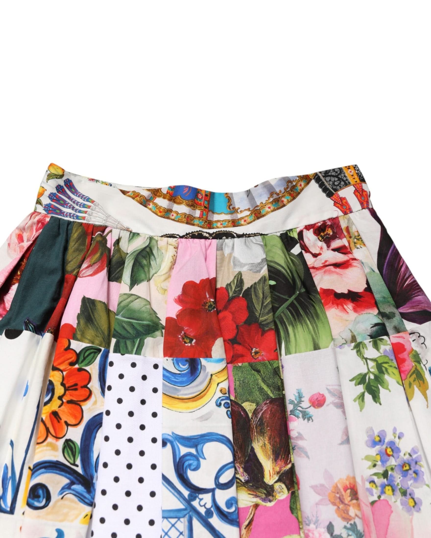 Dolce & Gabbana Multicolor Patchwork High Waist Midi Skirt Skirts
