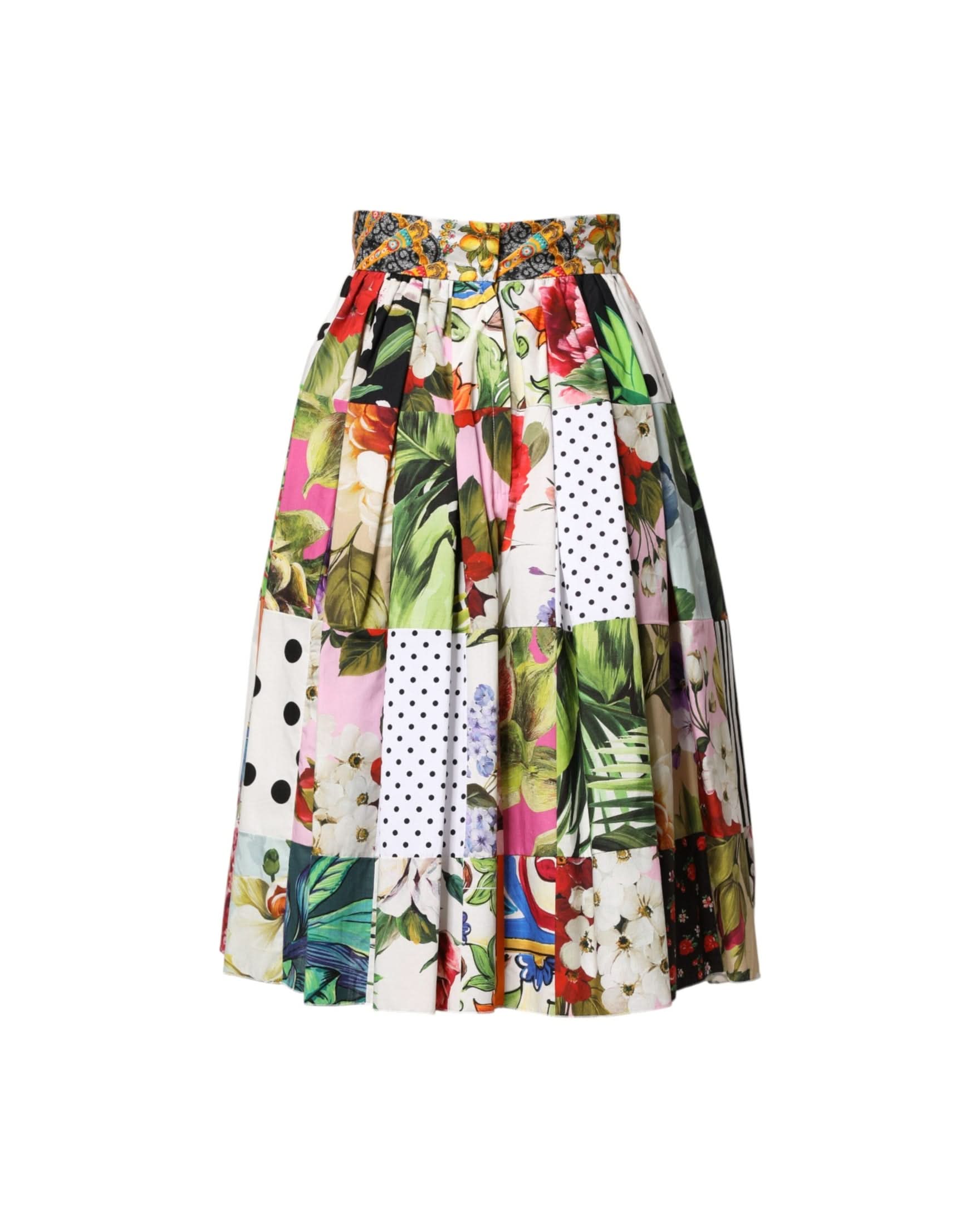 Dolce & Gabbana Multicolor Patchwork High Waist Midi Skirt Skirts