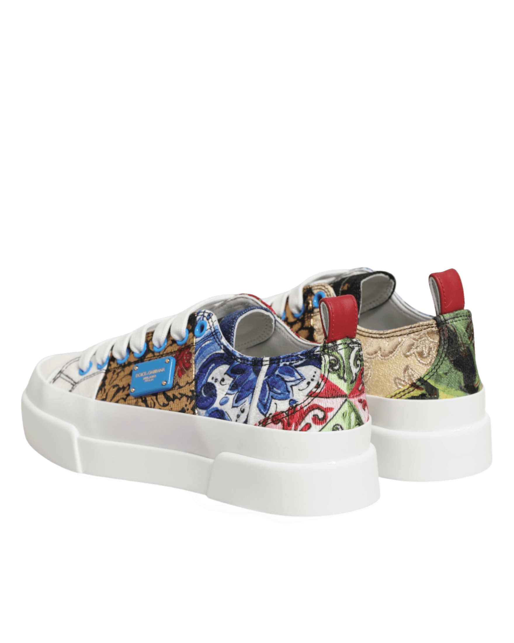 Dolce & Gabbana Multicolor Patchwork Low Top Sneakers Shoes Glam Steals