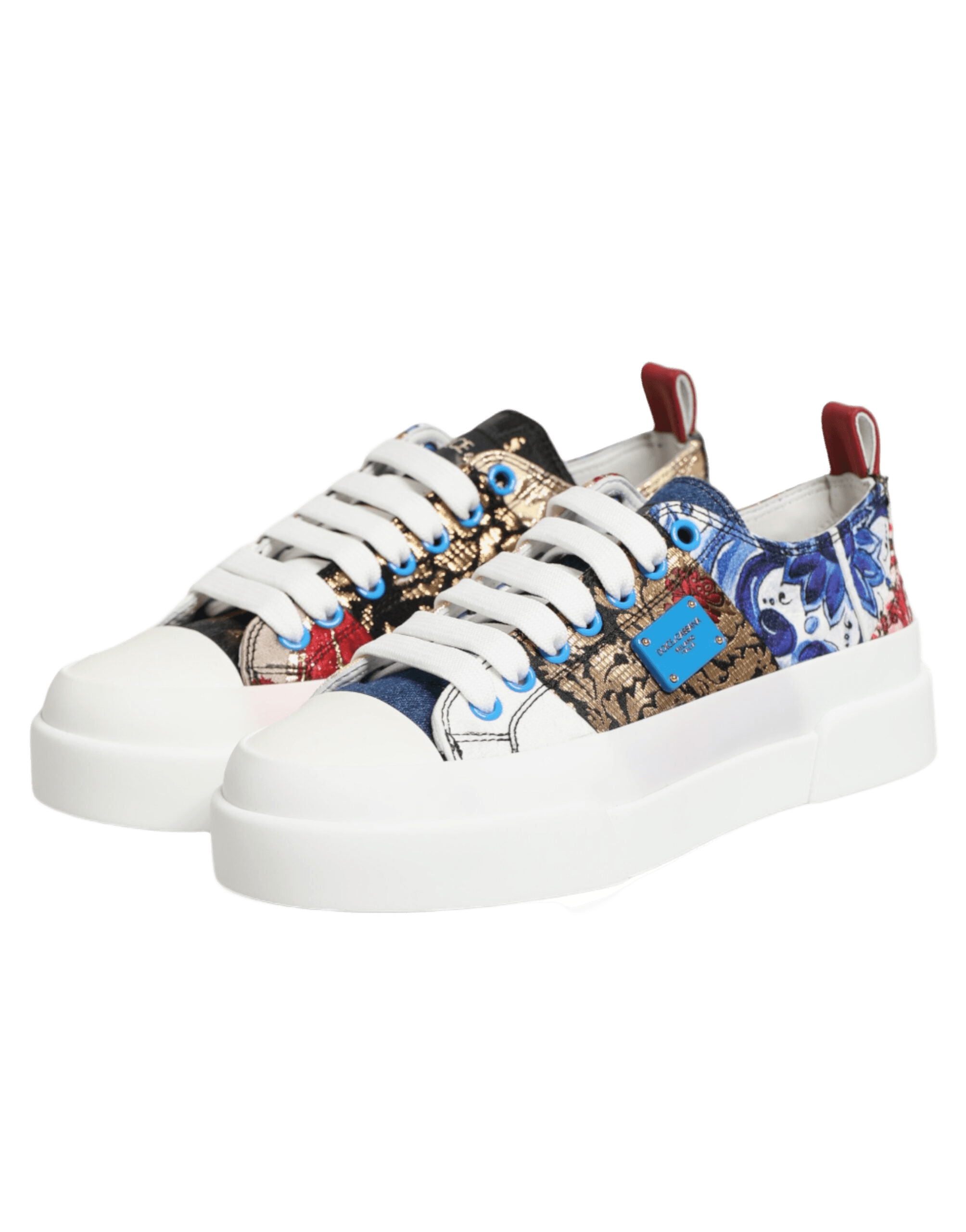 Dolce & Gabbana Multicolor Patchwork Low Top Sneakers Shoes Glam Steals