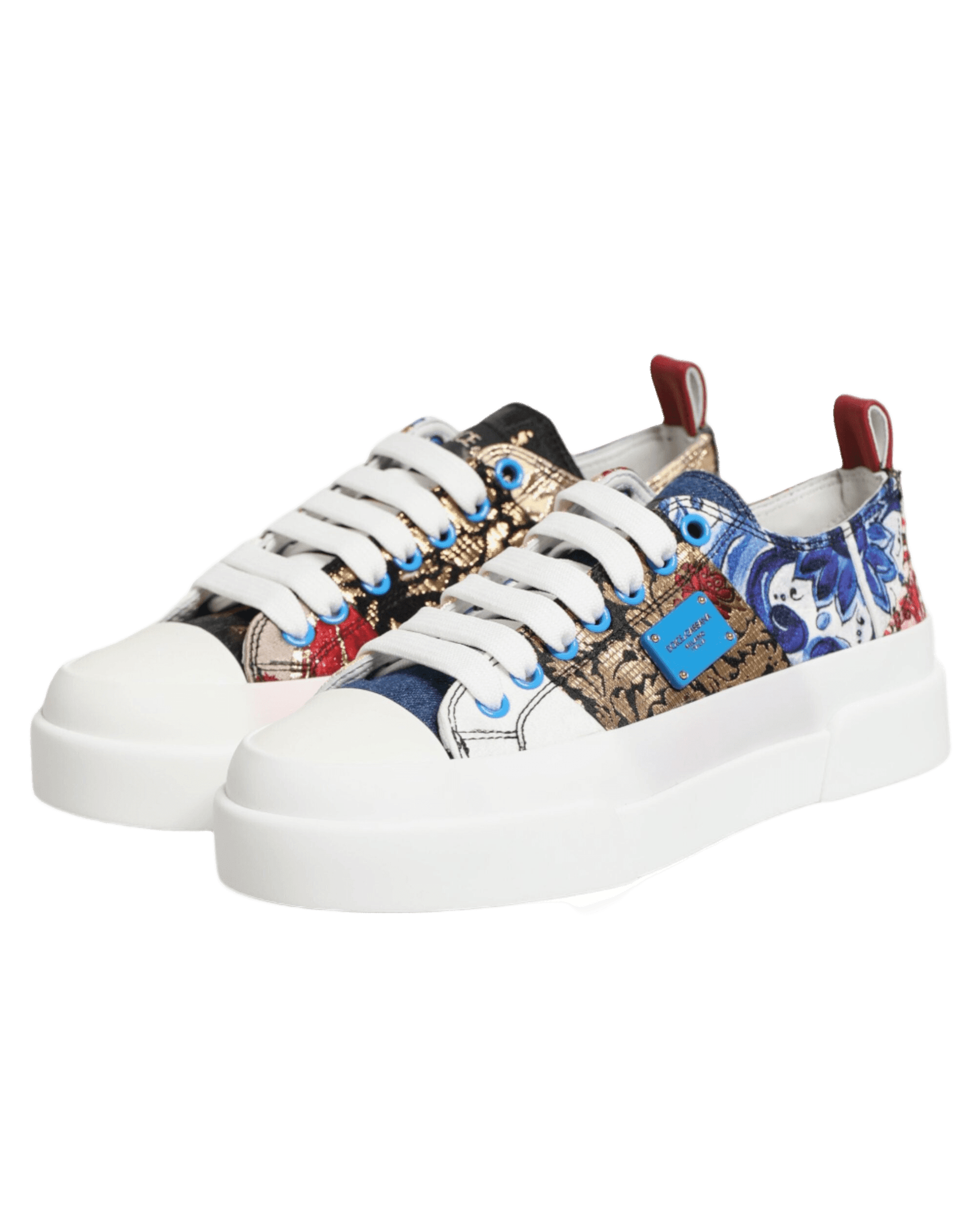 Dolce & Gabbana Multicolor Patchwork Low Top Sneakers Shoes Sneakers