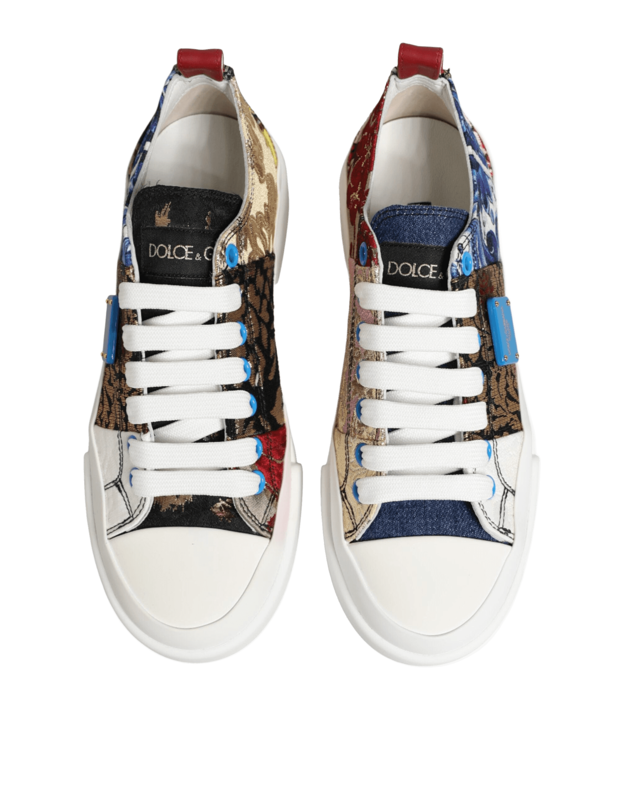 Dolce & Gabbana Multicolor Patchwork Low Top Sneakers Shoes Glam Steals