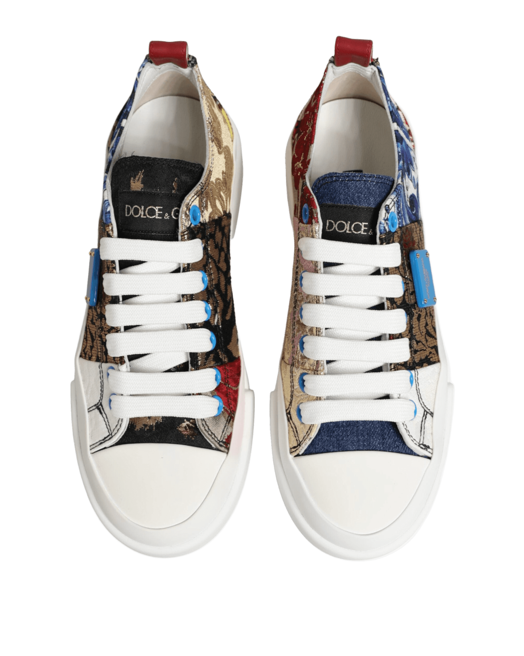 Dolce & Gabbana Multicolor Patchwork Low Top Sneakers Shoes Sneakers