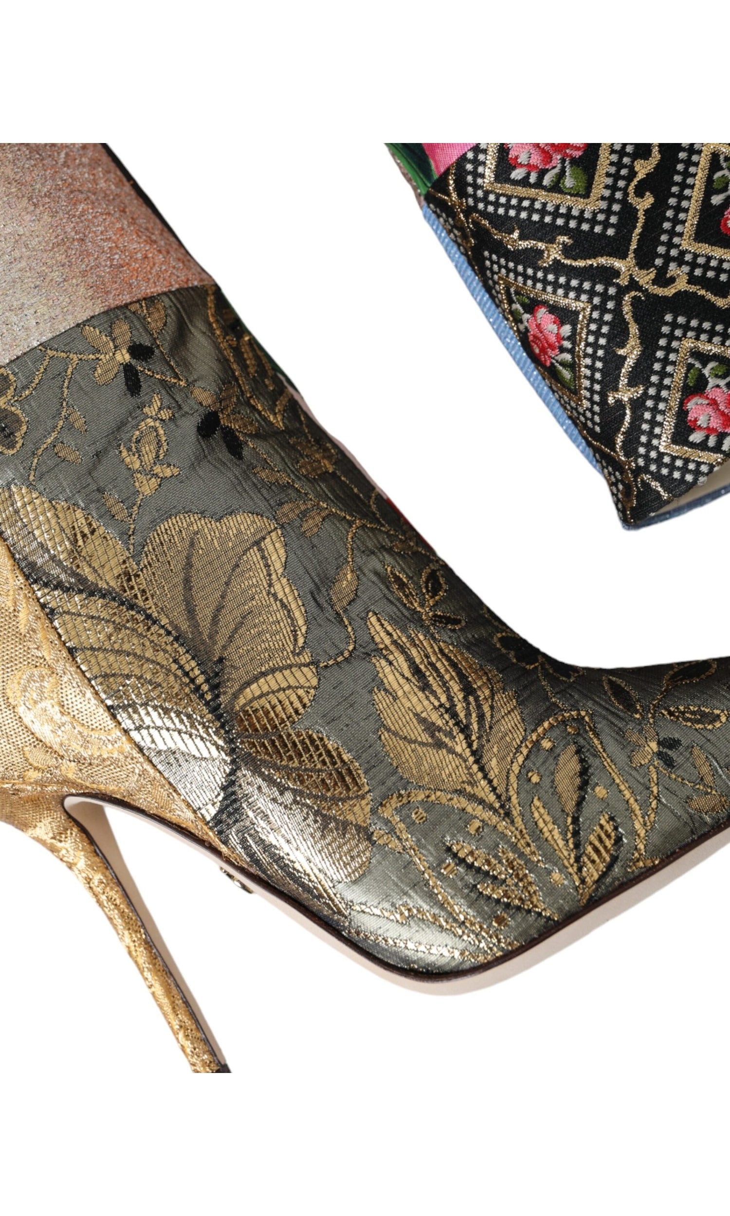 Dolce & Gabbana Multicolor Patchwork Print Heeled Boots Shoes Glam Steals