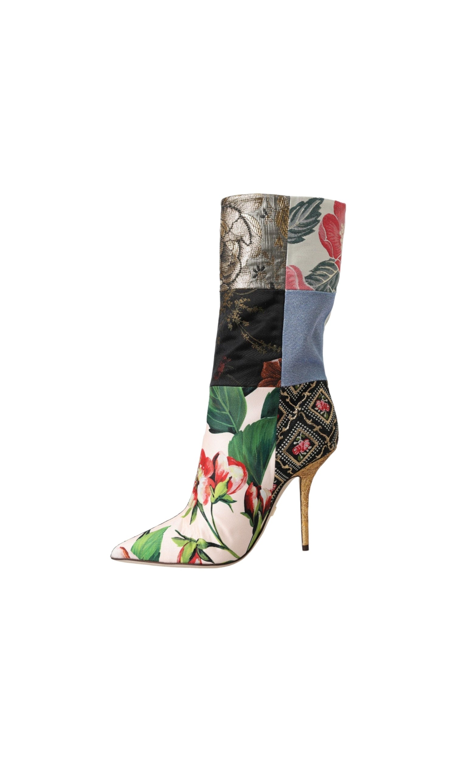 Dolce & Gabbana Multicolor Patchwork Print Heeled Boots Shoes Glam Steals