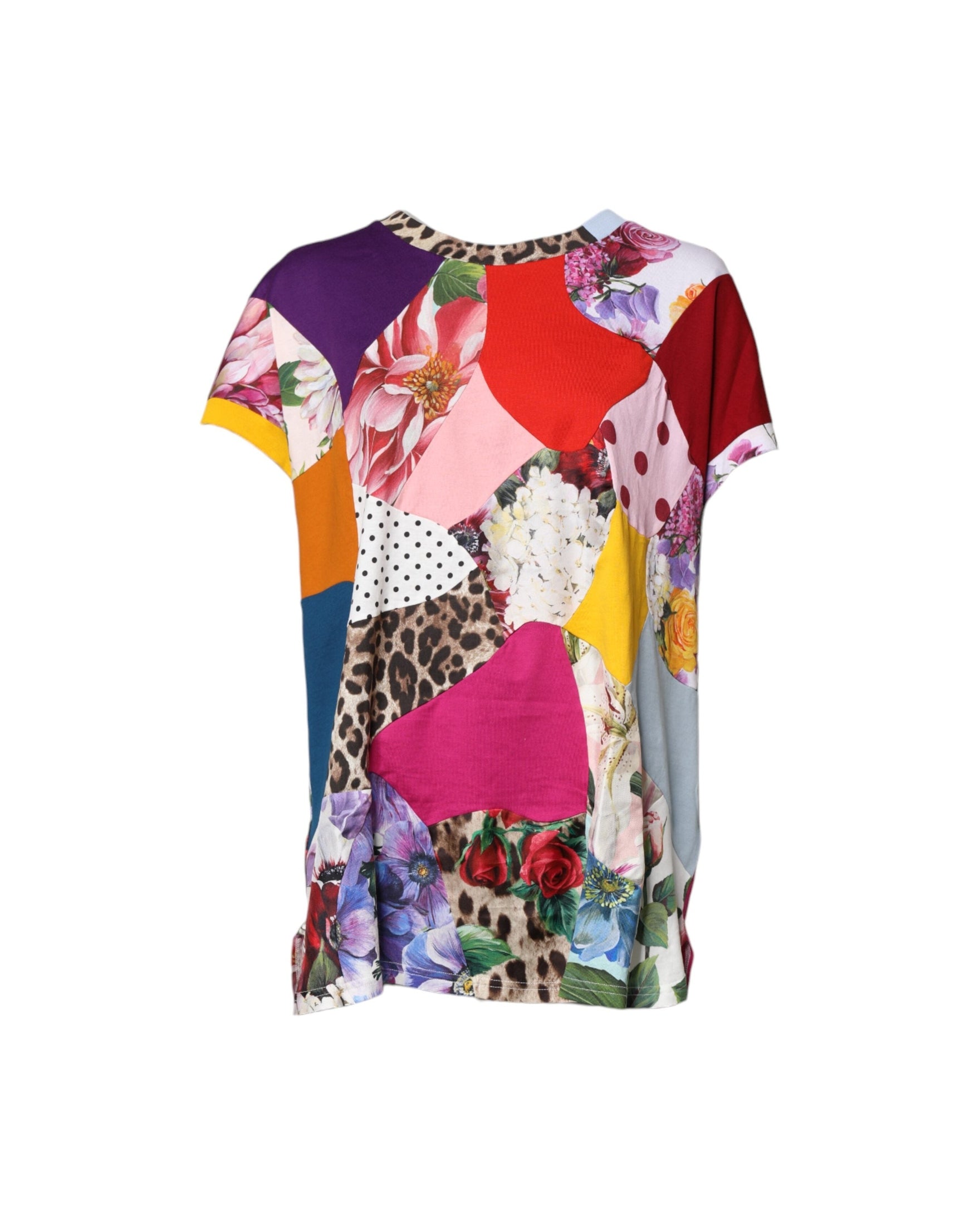 Dolce & Gabbana Multicolor Patchwork Short Sleeve Blouse Top Glam Steals