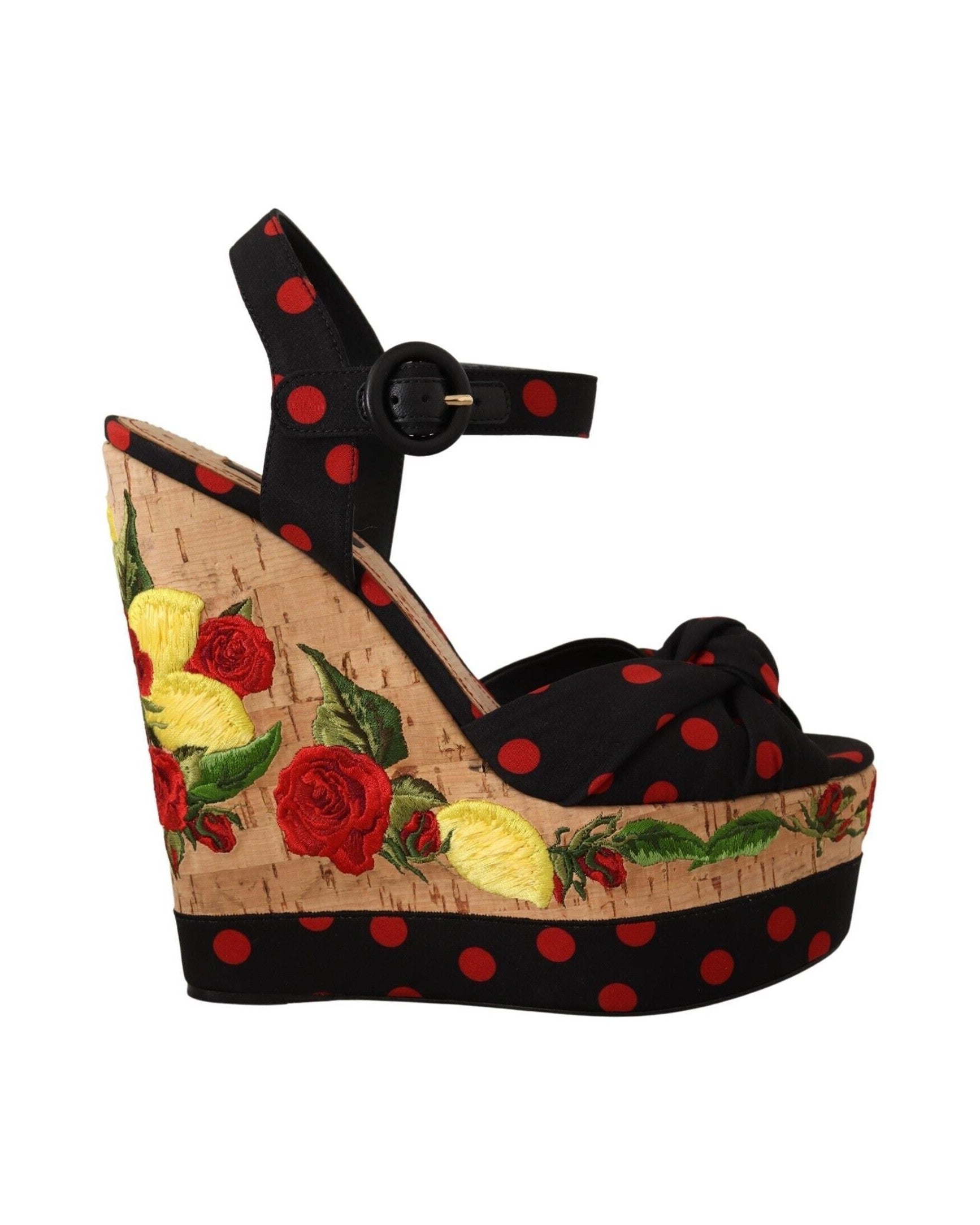 Dolce & Gabbana Multicolor Platform Wedges Sandals Charmeuse Shoes Sandals