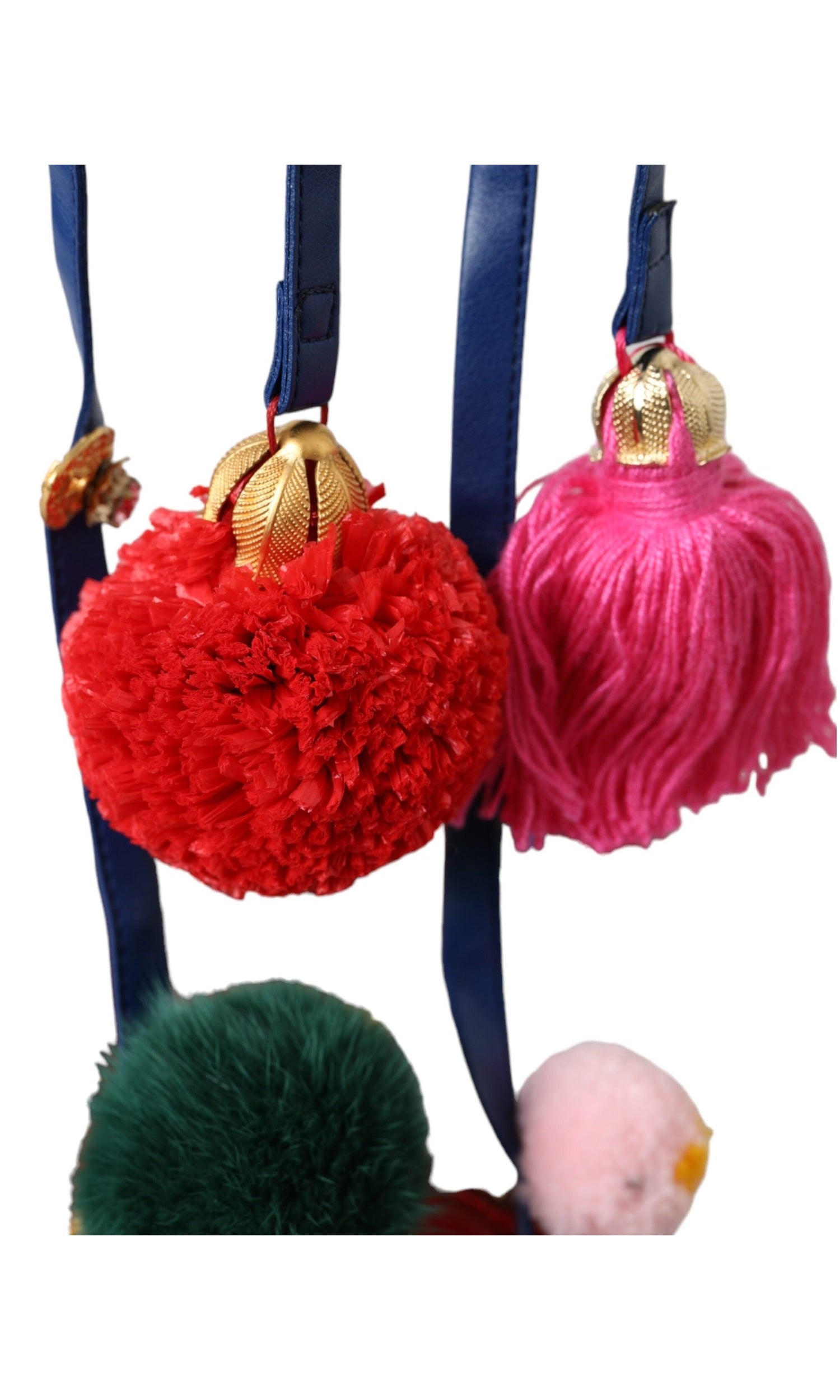 Dolce & Gabbana Multicolor Pom Pom Fur Wrap Sandals Shoes Glam Steals