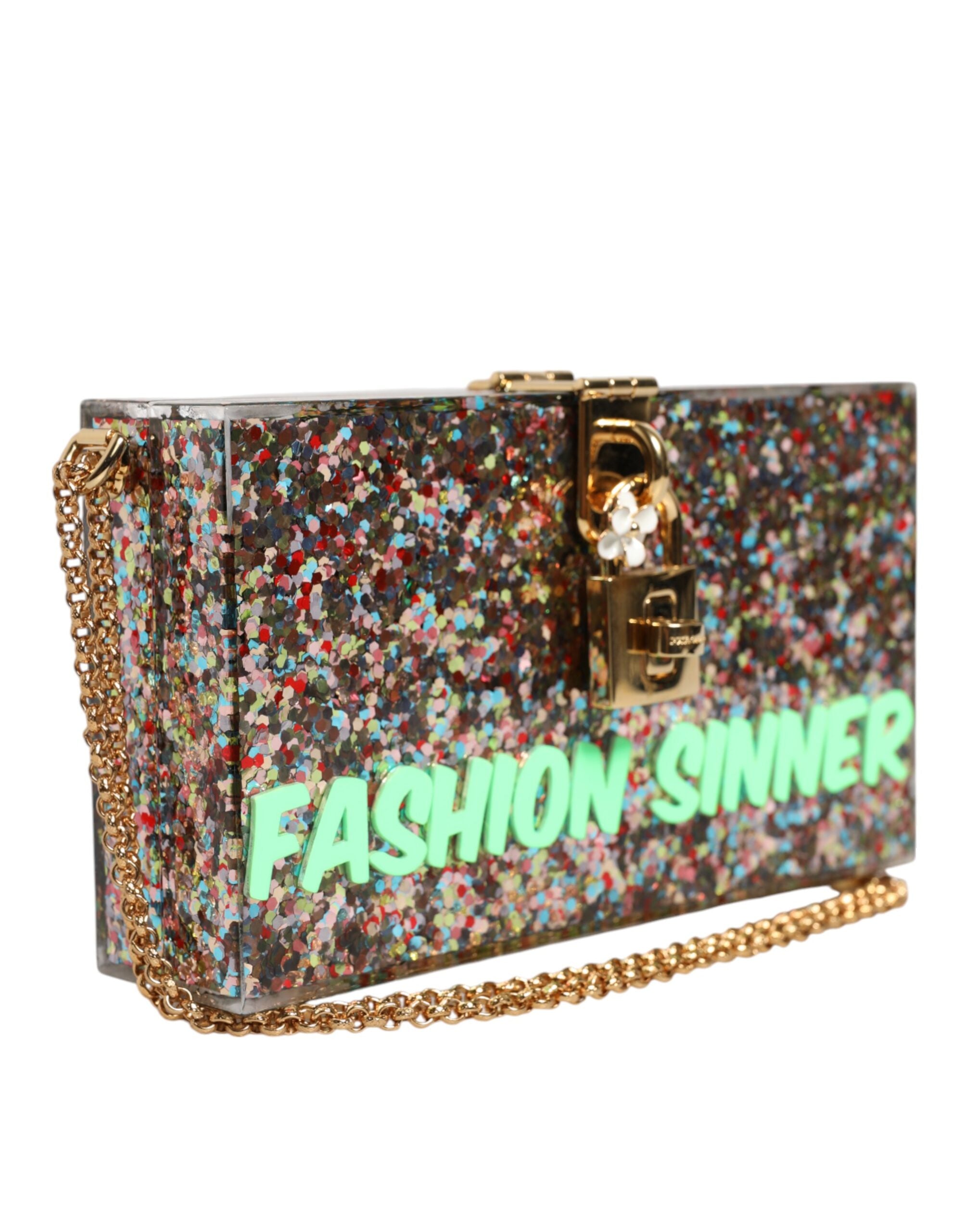 Dolce & Gabbana Multicolor Pursebox Fashion Sinner Glitter Crossbody Bag Glam Steals
