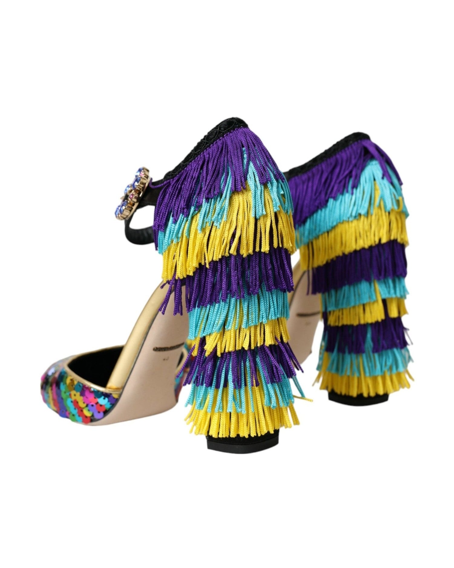 Dolce & Gabbana Multicolor Sequin Crystal Mary Jane Shoes Heels
