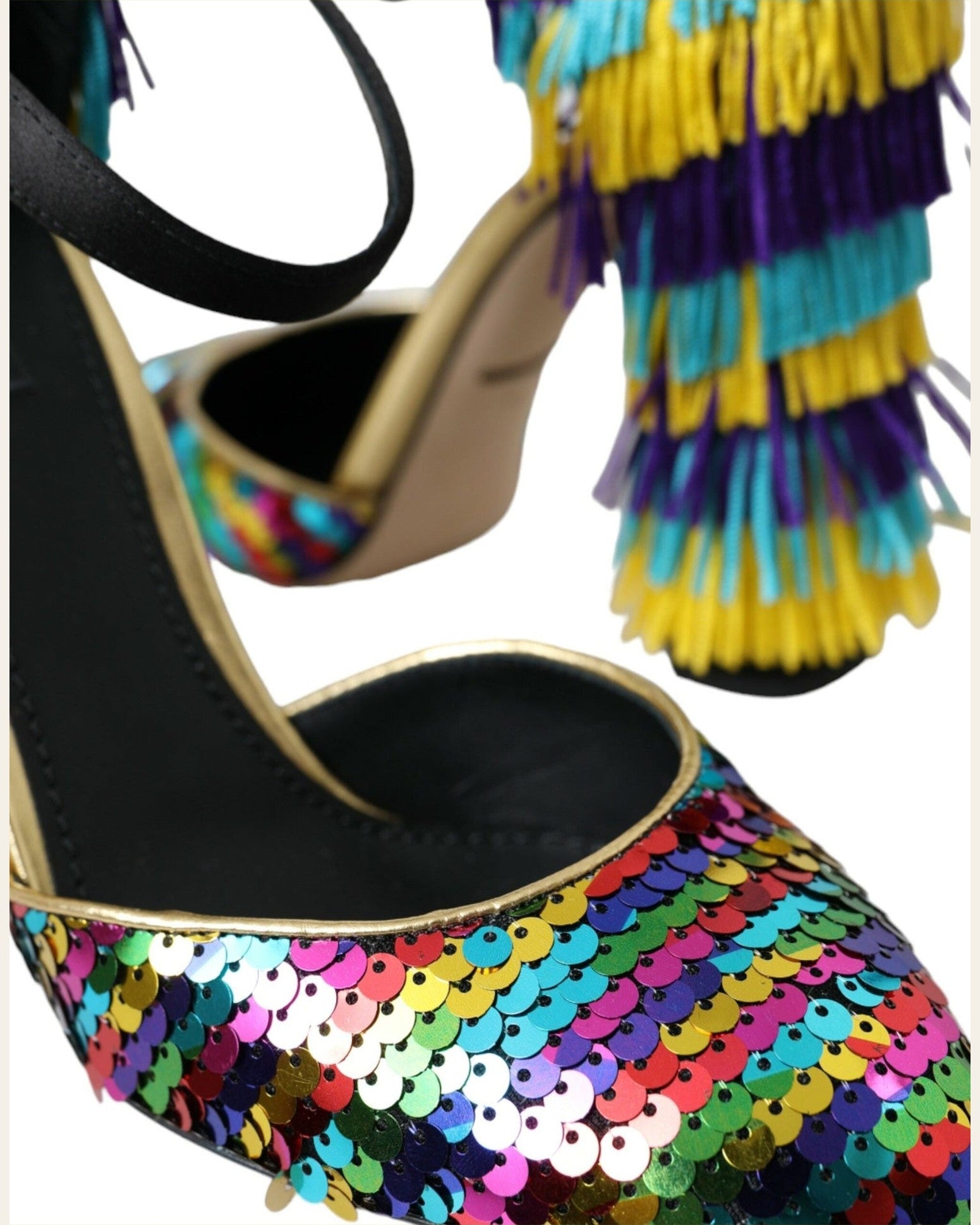 Dolce & Gabbana Multicolor Sequin Crystal Mary Jane Shoes Heels