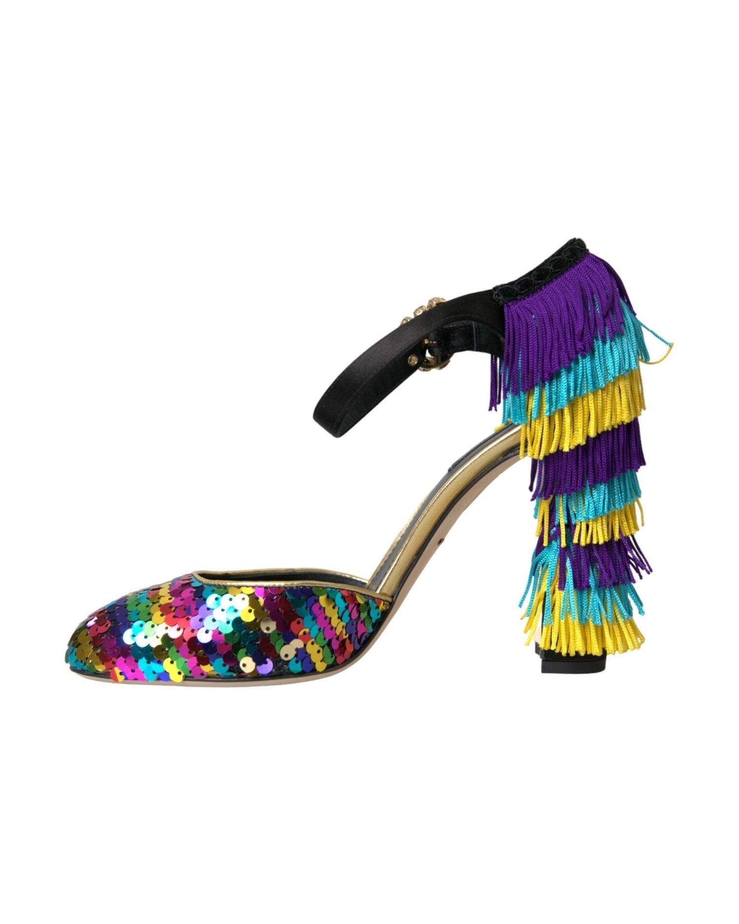 Dolce & Gabbana Multicolor Sequin Crystal Mary Jane Shoes Heels
