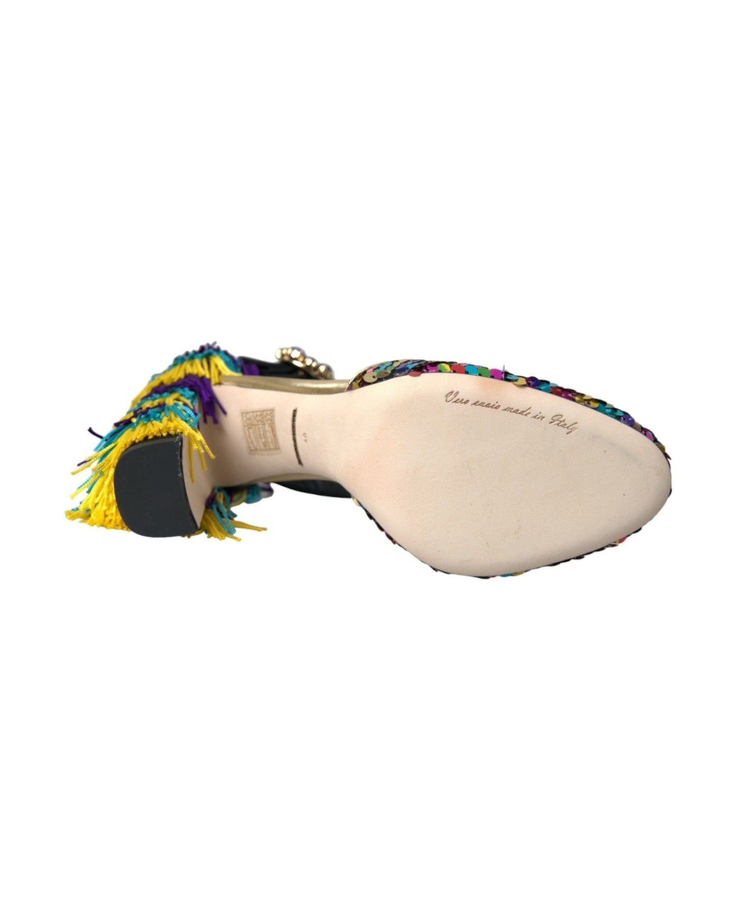 Dolce & Gabbana Multicolor Sequin Crystal Mary Jane Shoes Heels