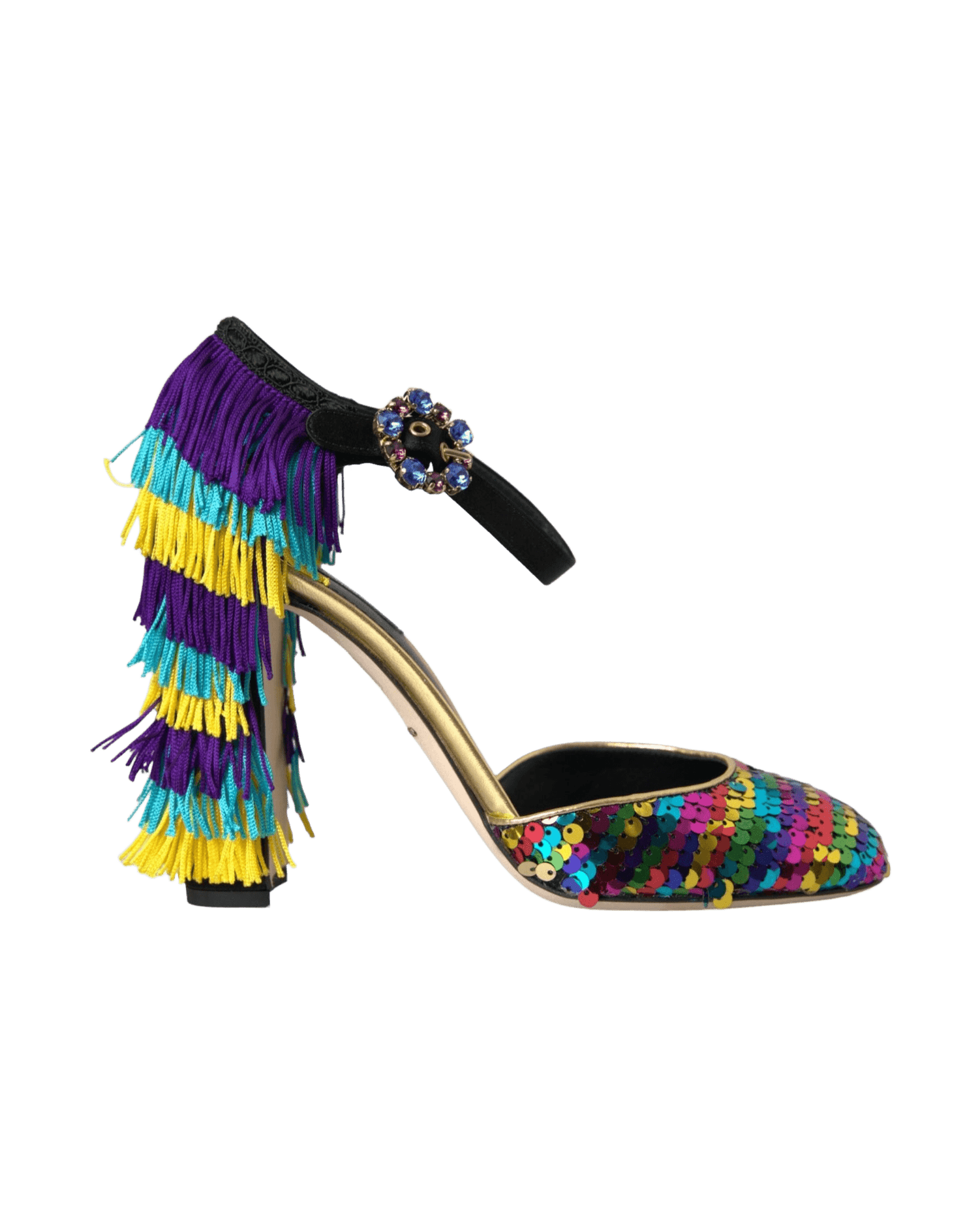 Dolce & Gabbana Multicolor Sequin Crystal Mary Jane Shoes Heels