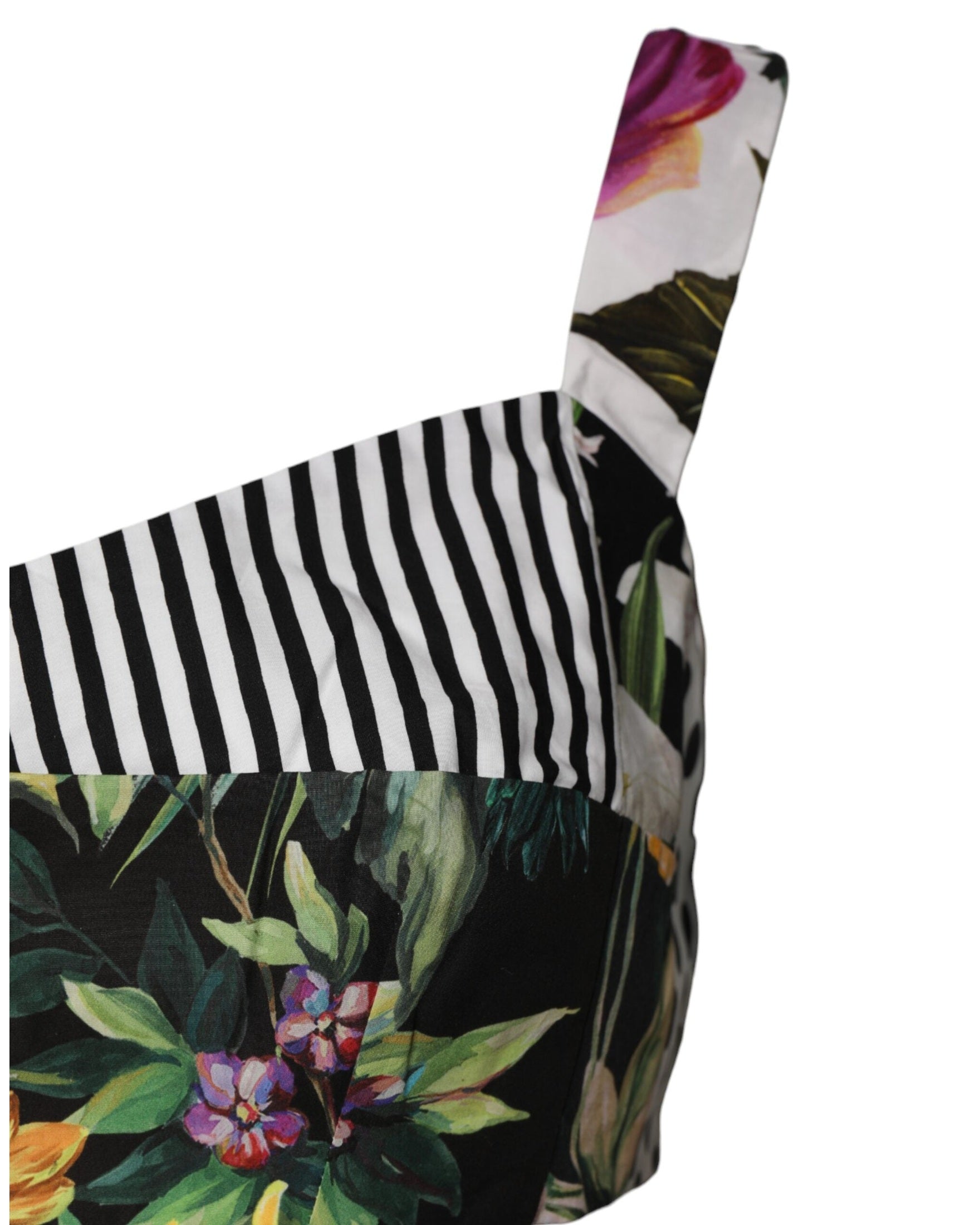 Dolce & Gabbana Multicolor Sweetheart Neck Patchwork Crop Top Glam Steals