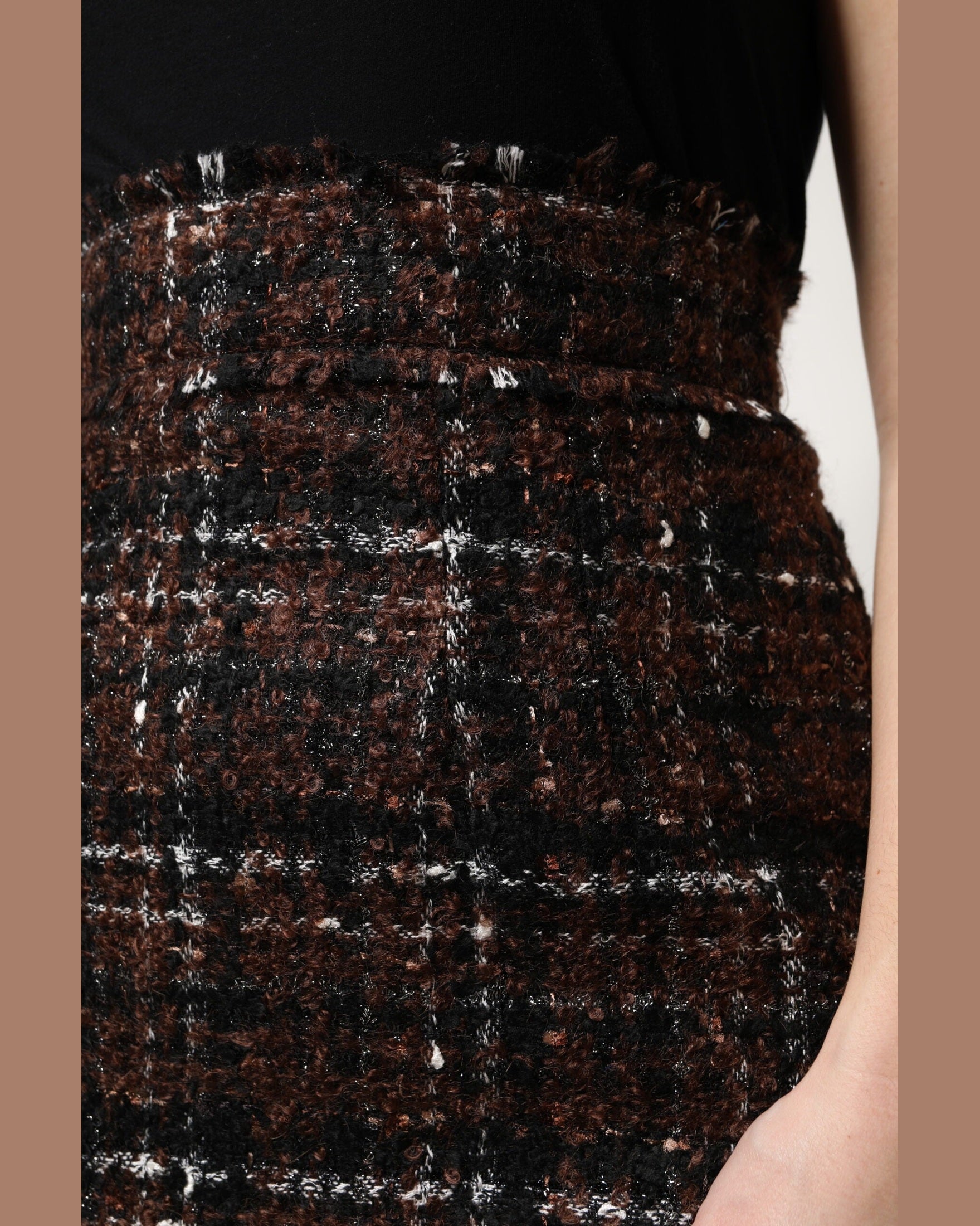 Dolce & Gabbana Multicolor Tweed High Waist Tartan Pencil Cut Skirt Glam Steals