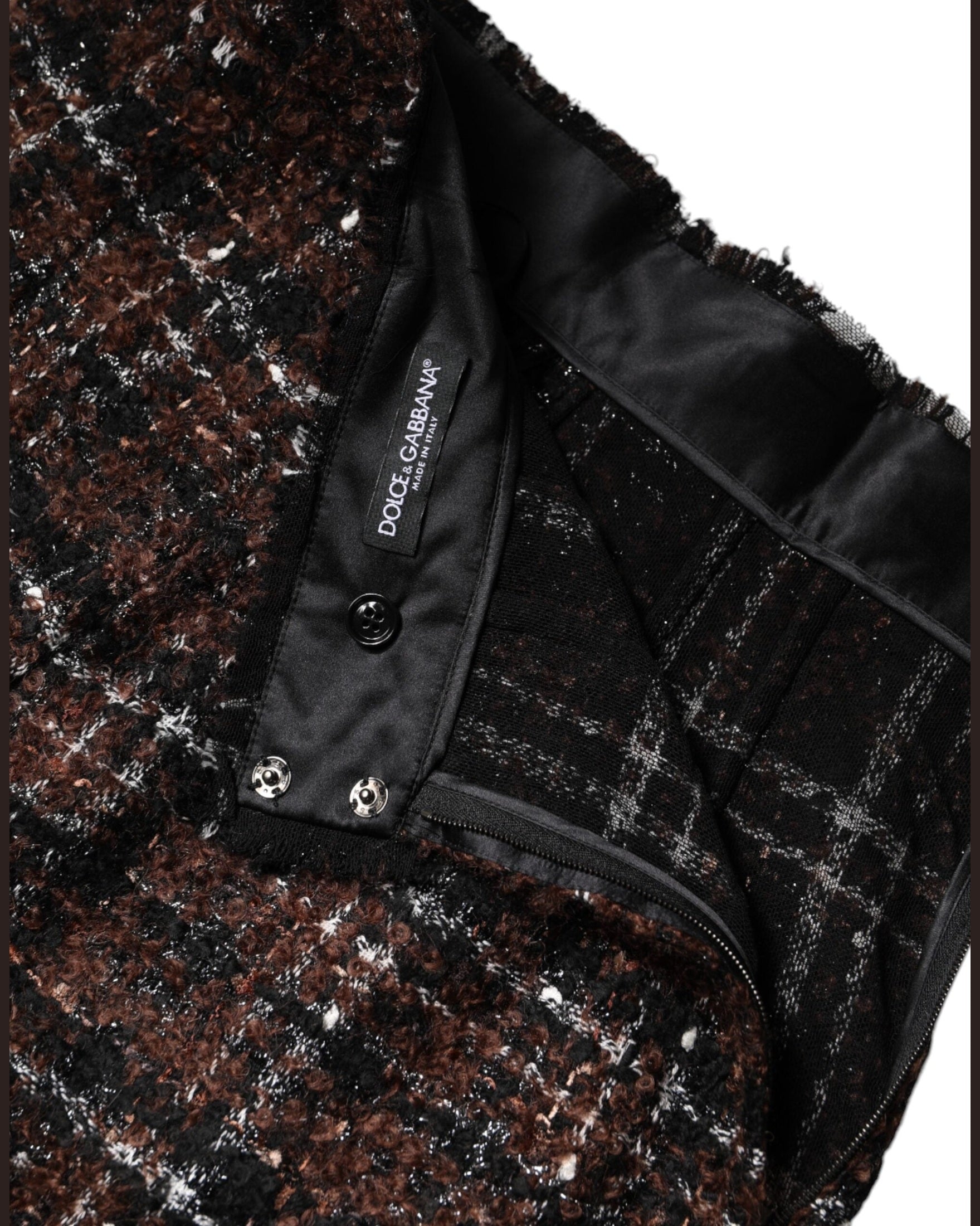 Dolce & Gabbana Multicolor Tweed High Waist Tartan Pencil Cut Skirt Glam Steals