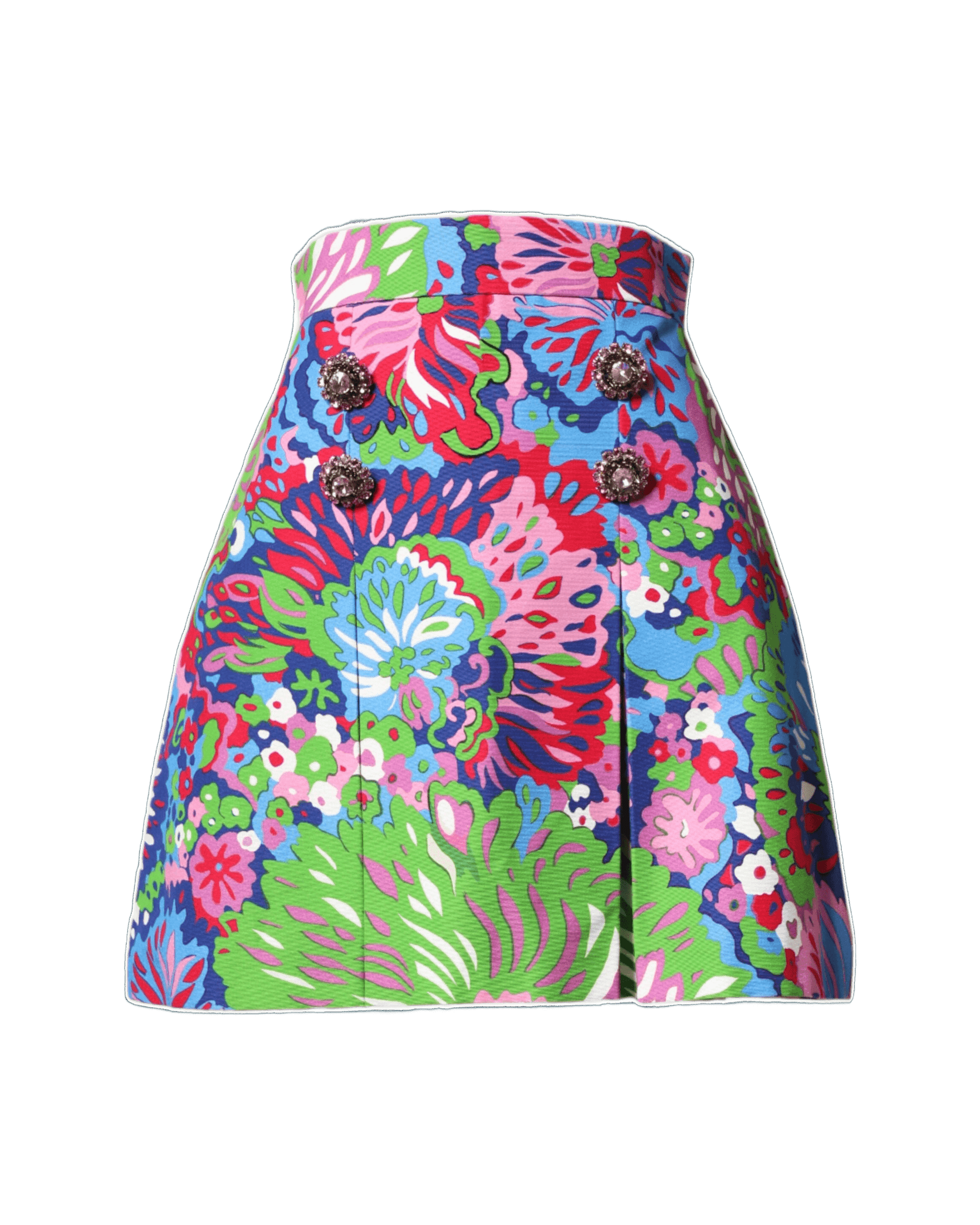 Dolce & Gabbana Multicolor Floral Buttoned High Waist Mini Shorts Skirts