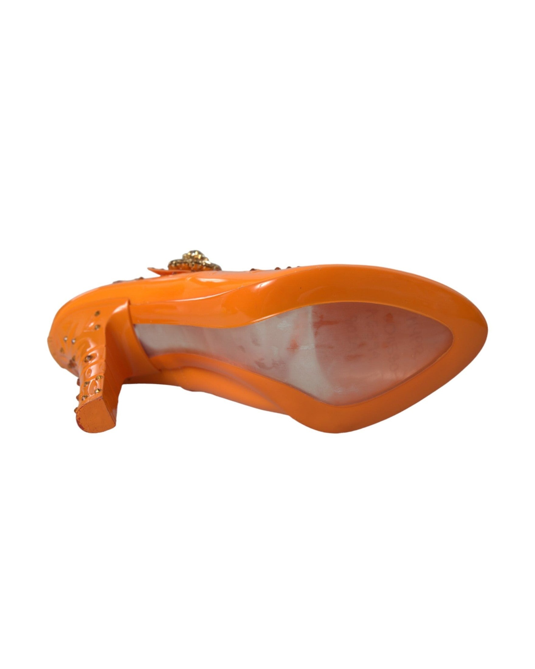 Dolce & Gabbana Orange Cinderella Floral Crystal Pumps Shoes Glam Steals