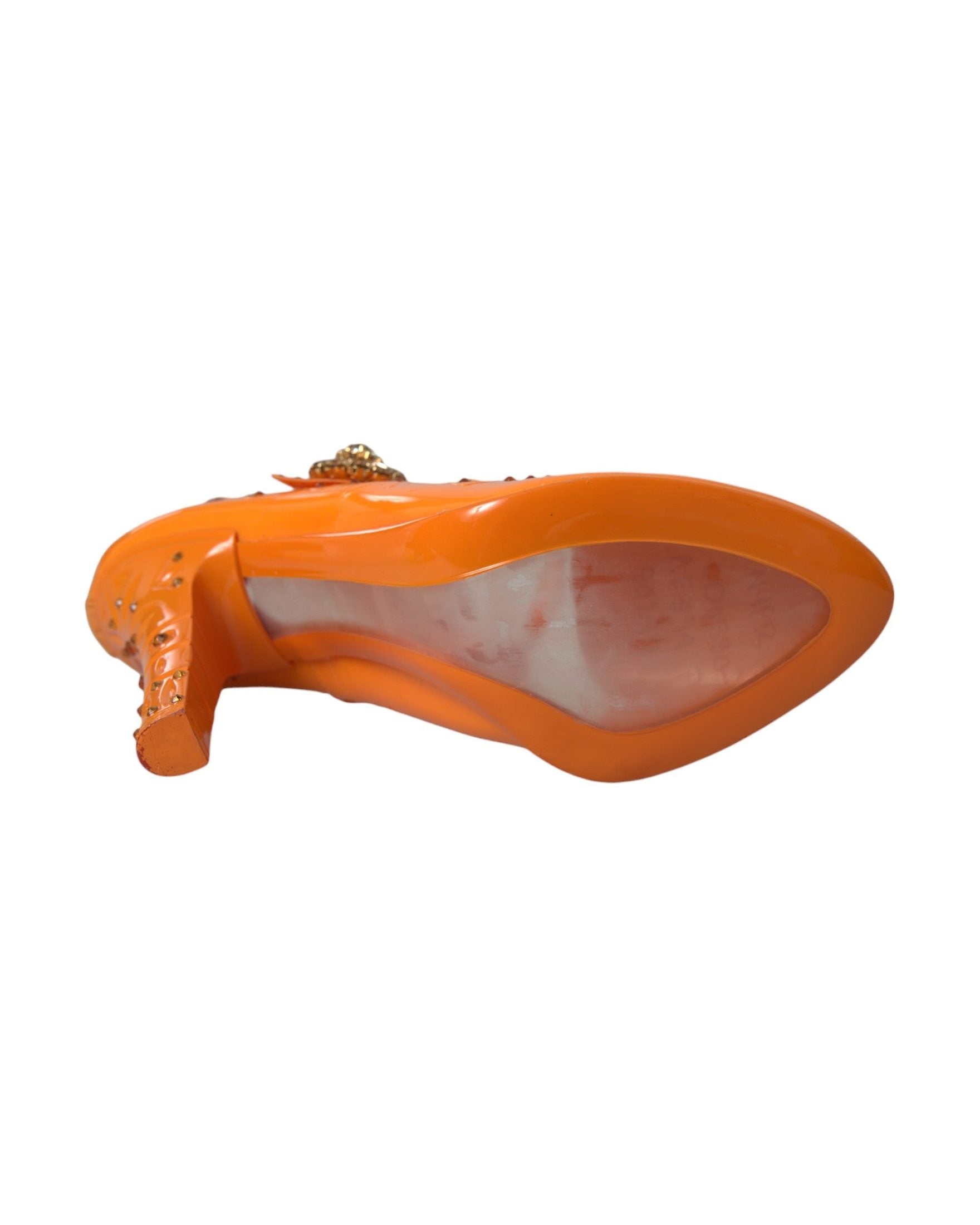 Dolce & Gabbana Orange Cinderella Floral Crystal Pumps Shoes Glam Steals