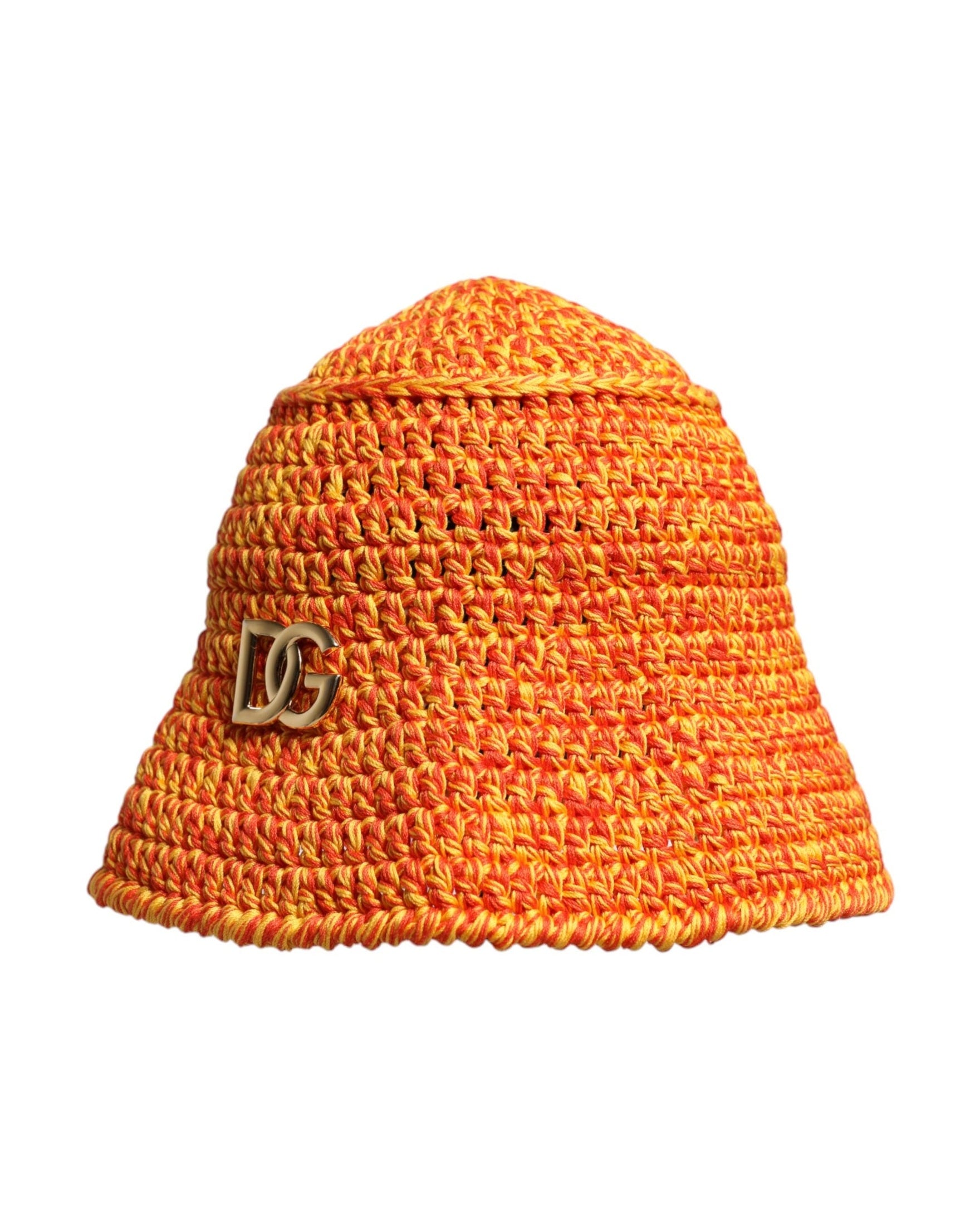 Dolce & Gabbana Orange Cotton Crochet Dg Logo Bucket Hat Glam Steals