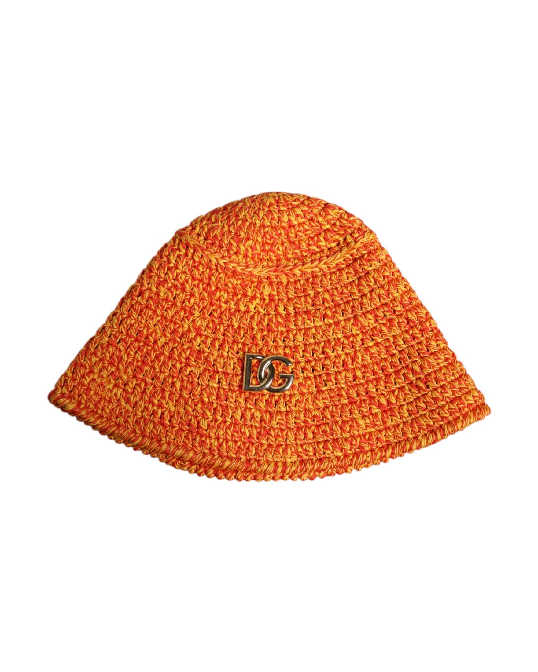 Dolce & Gabbana Orange Cotton Crochet Dg Logo Bucket Hat Glam Steals
