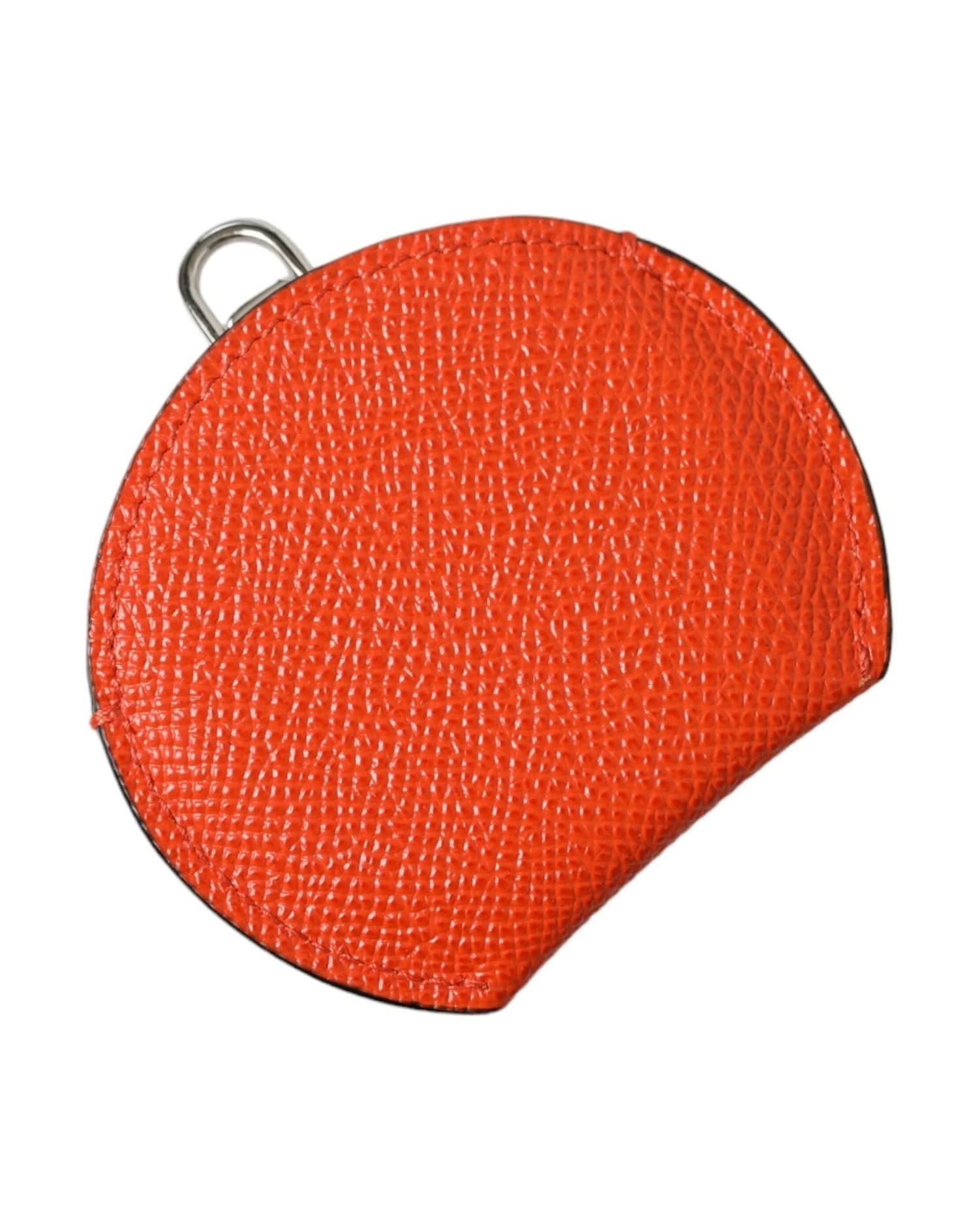 Dolce & Gabbana Orange Elegant Leather Mirror Holder Face Mirrors