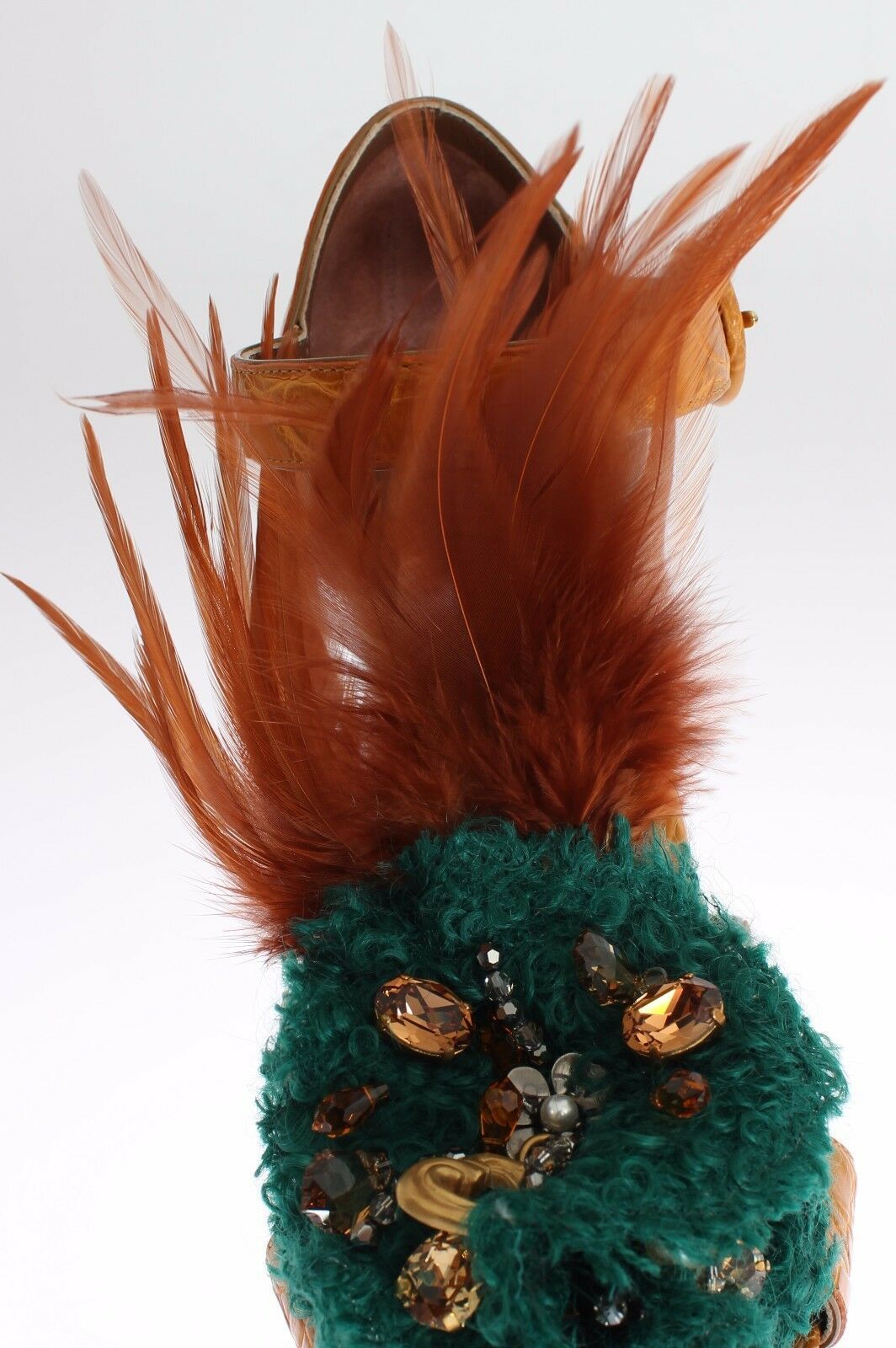 Dolce & Gabbana Orange Leather Crystal Platform Sandals Glam Steals