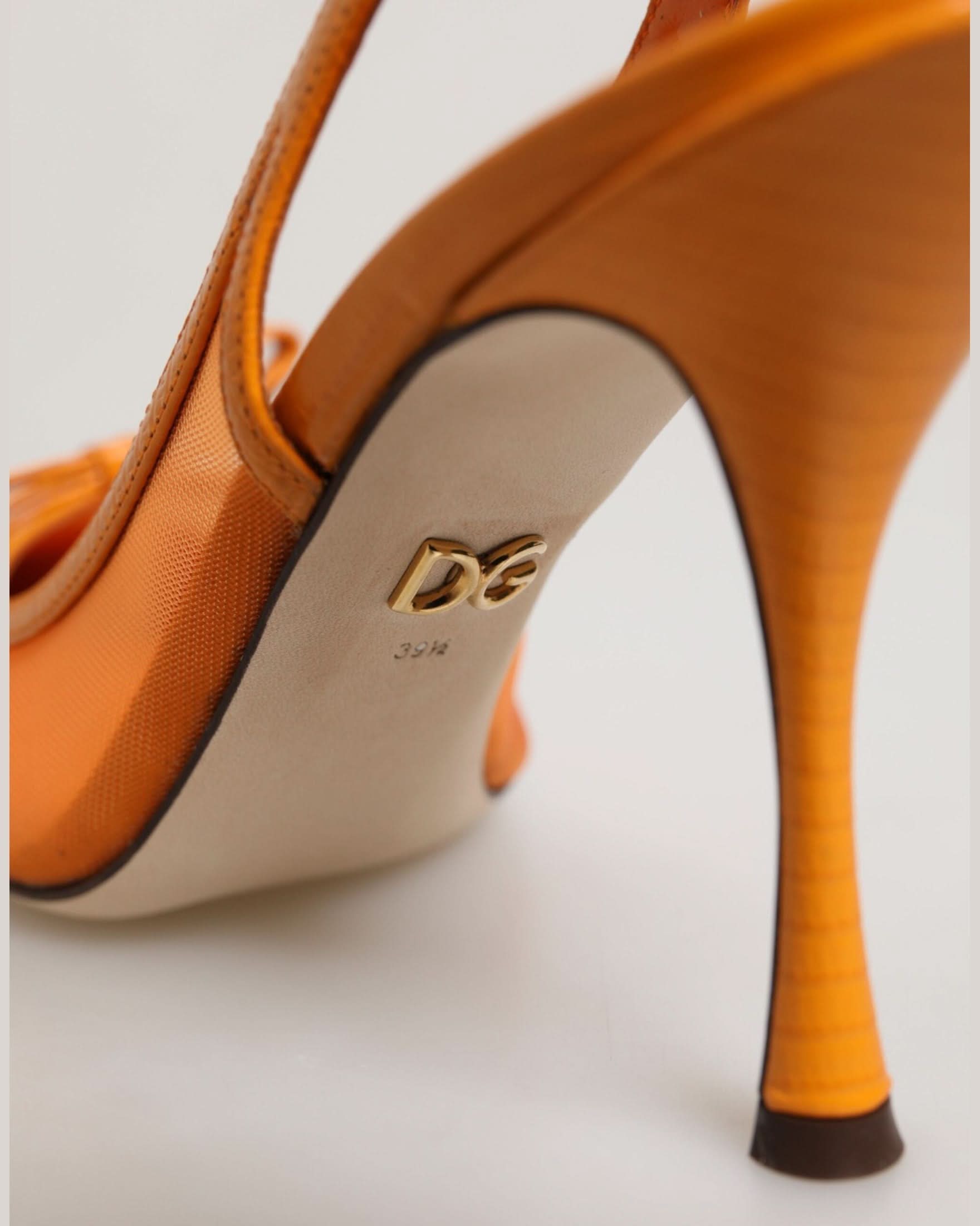 Dolce & Gabbana Orange Leather Mesh Heels Heels