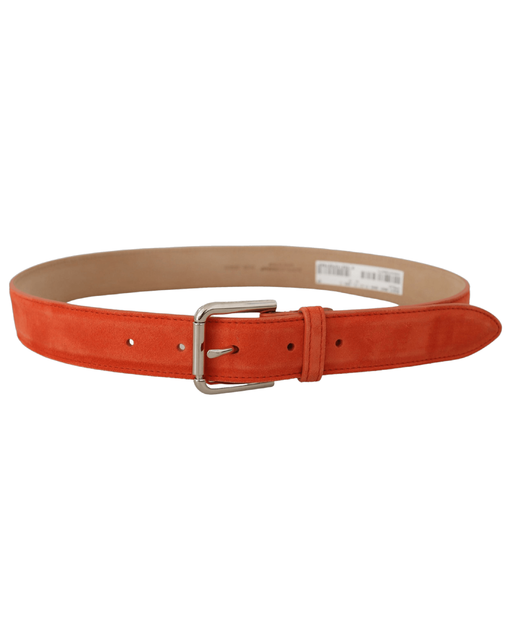 Dolce & Gabbana Orange Leather Suede Logo Metal Buckle Belt Belts