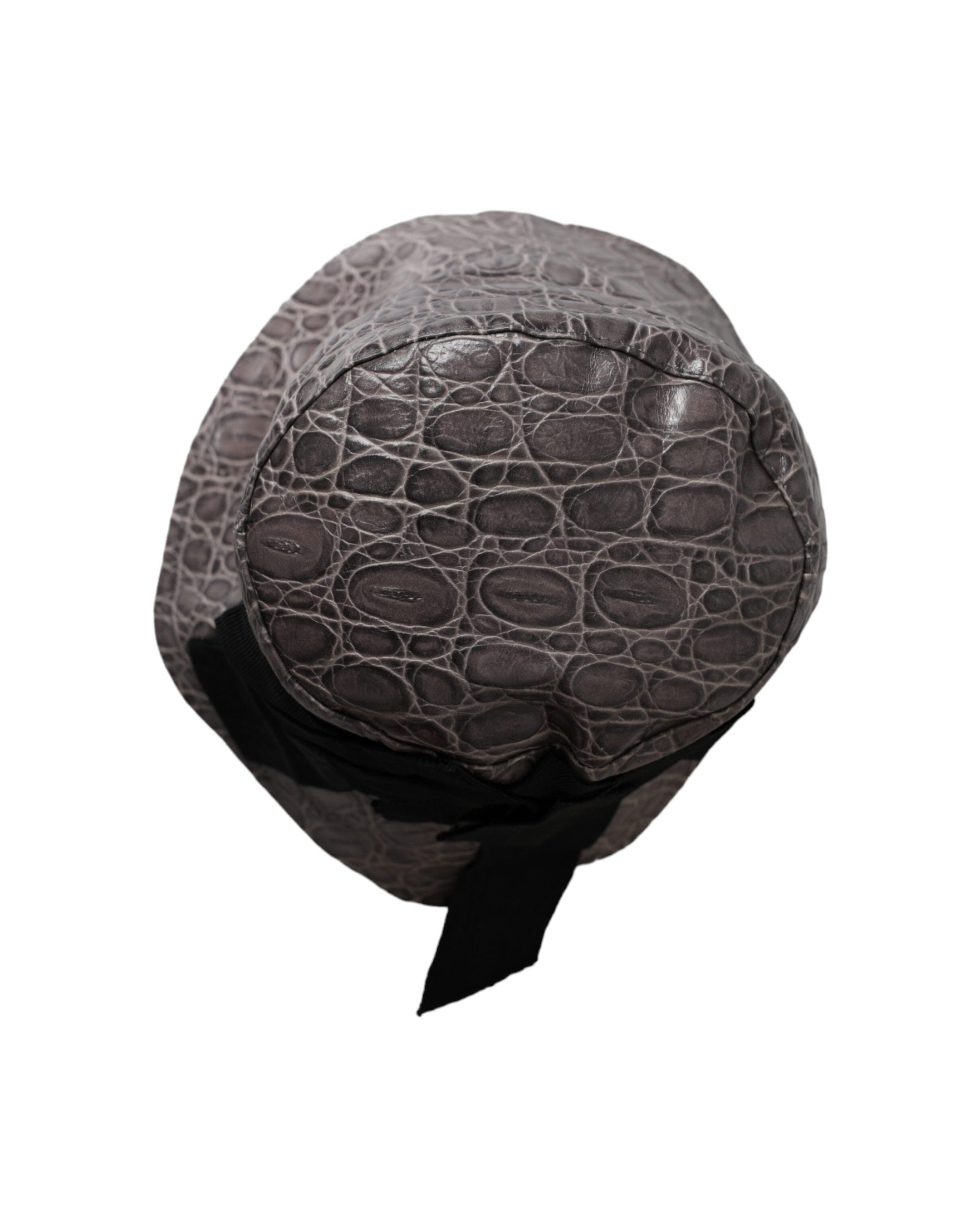 Dolce & Gabbana Patterned Leather Bucket Black Gray Hat Glam Steals