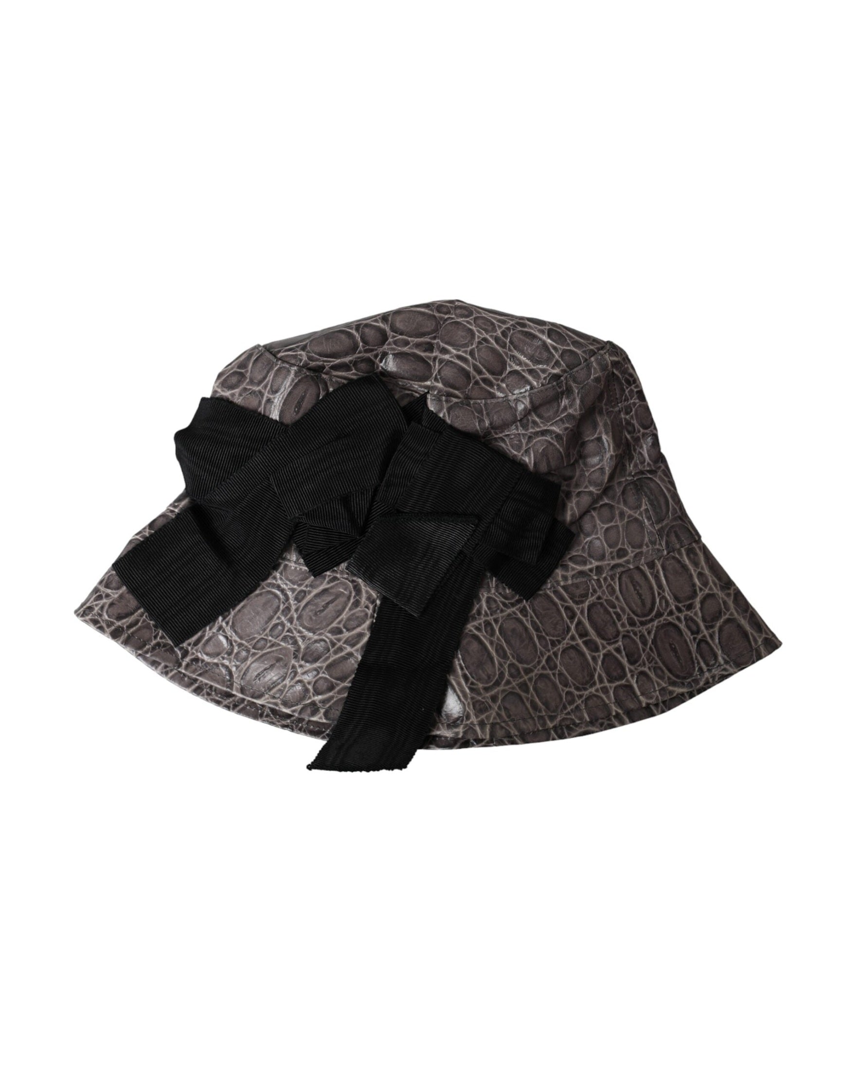 Dolce & Gabbana Patterned Leather Bucket Black Gray Hat Glam Steals