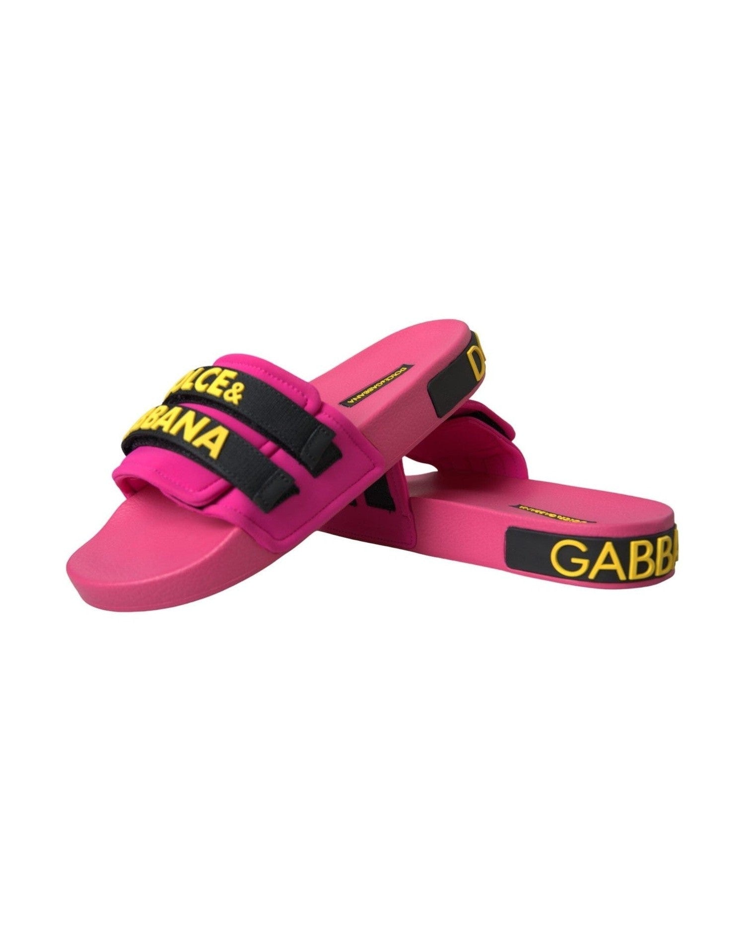 Dolce & Gabbana Pink Black Logo Beachwear Flats Sandals Shoes Glam Steals