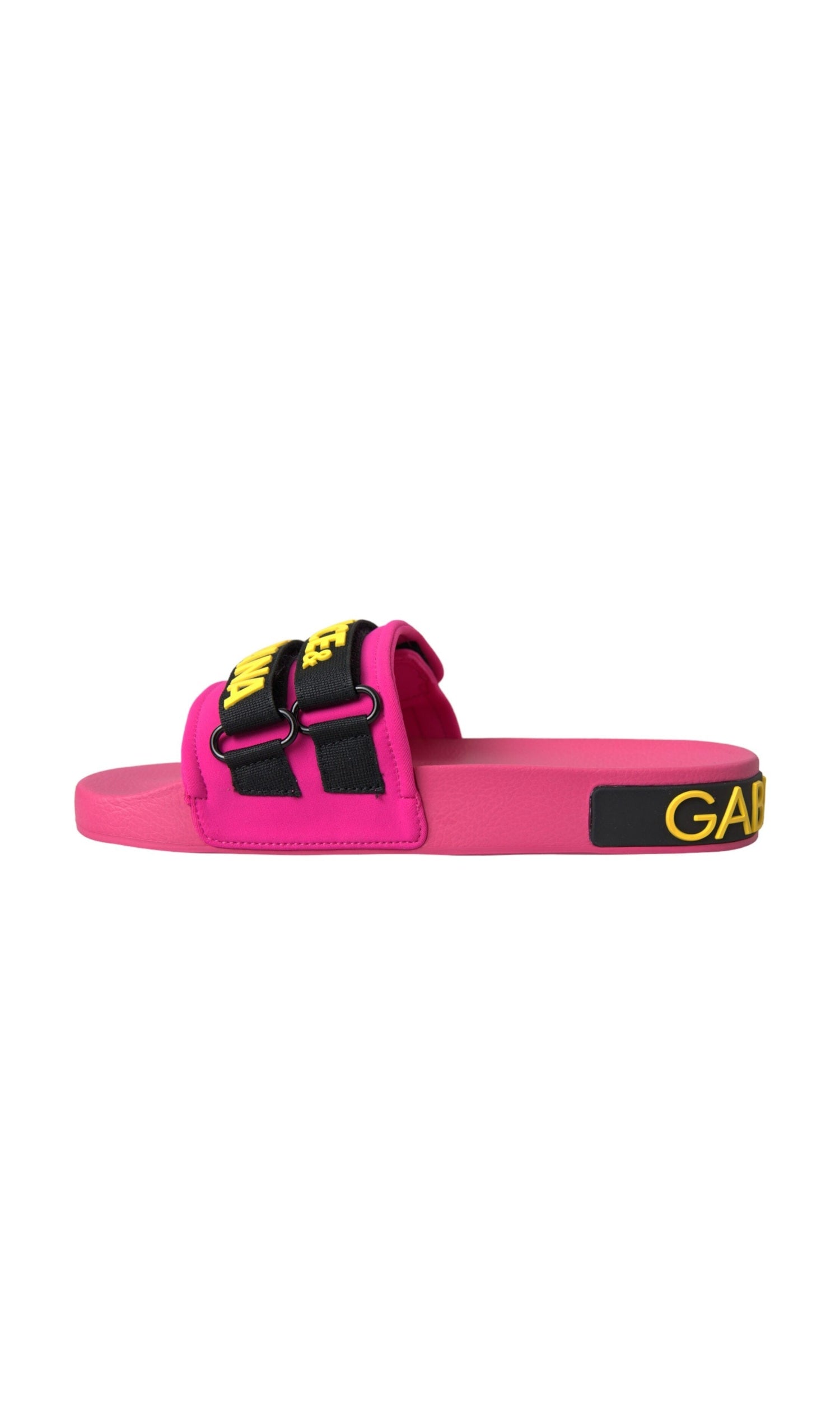Dolce & Gabbana Pink Black Logo Beachwear Flats Sandals Shoes Glam Steals