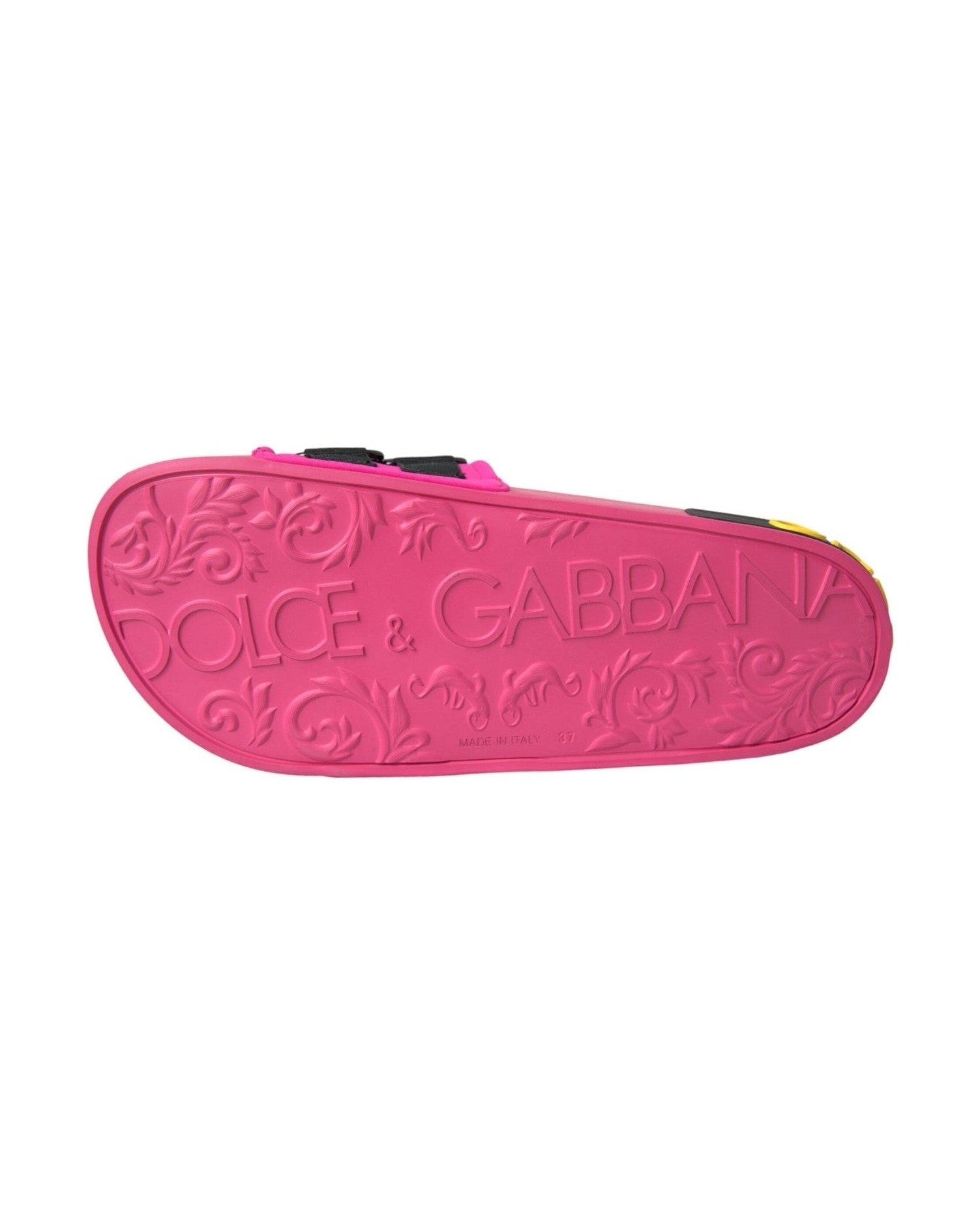 Dolce & Gabbana Pink Black Logo Beachwear Flats Sandals Shoes Glam Steals