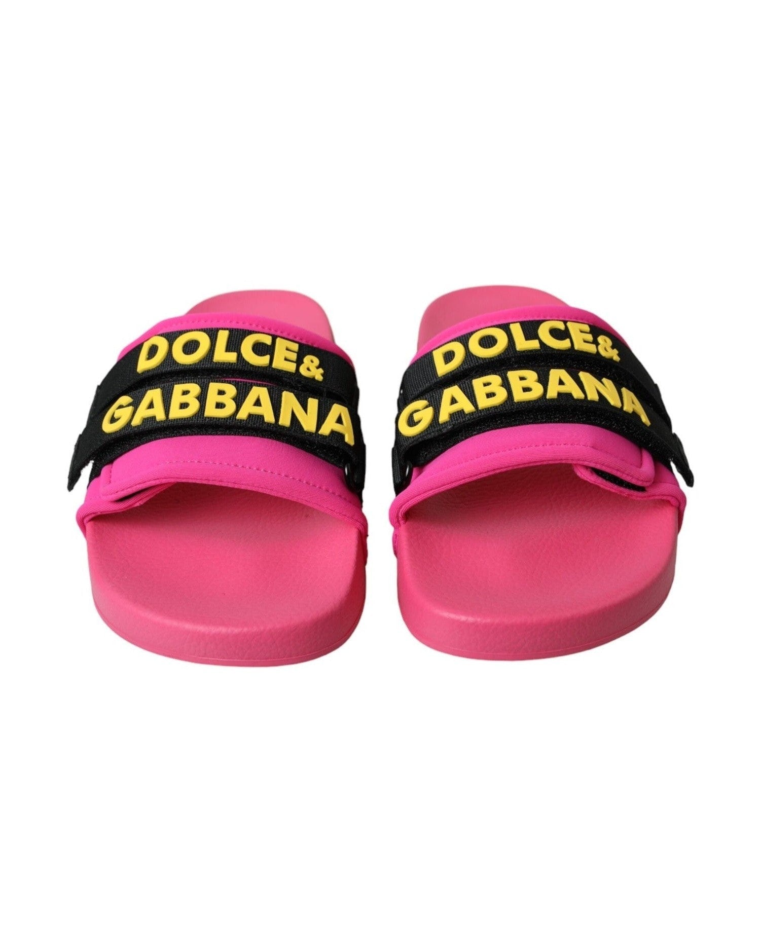 Dolce & Gabbana Pink Black Logo Beachwear Flats Sandals Shoes Glam Steals
