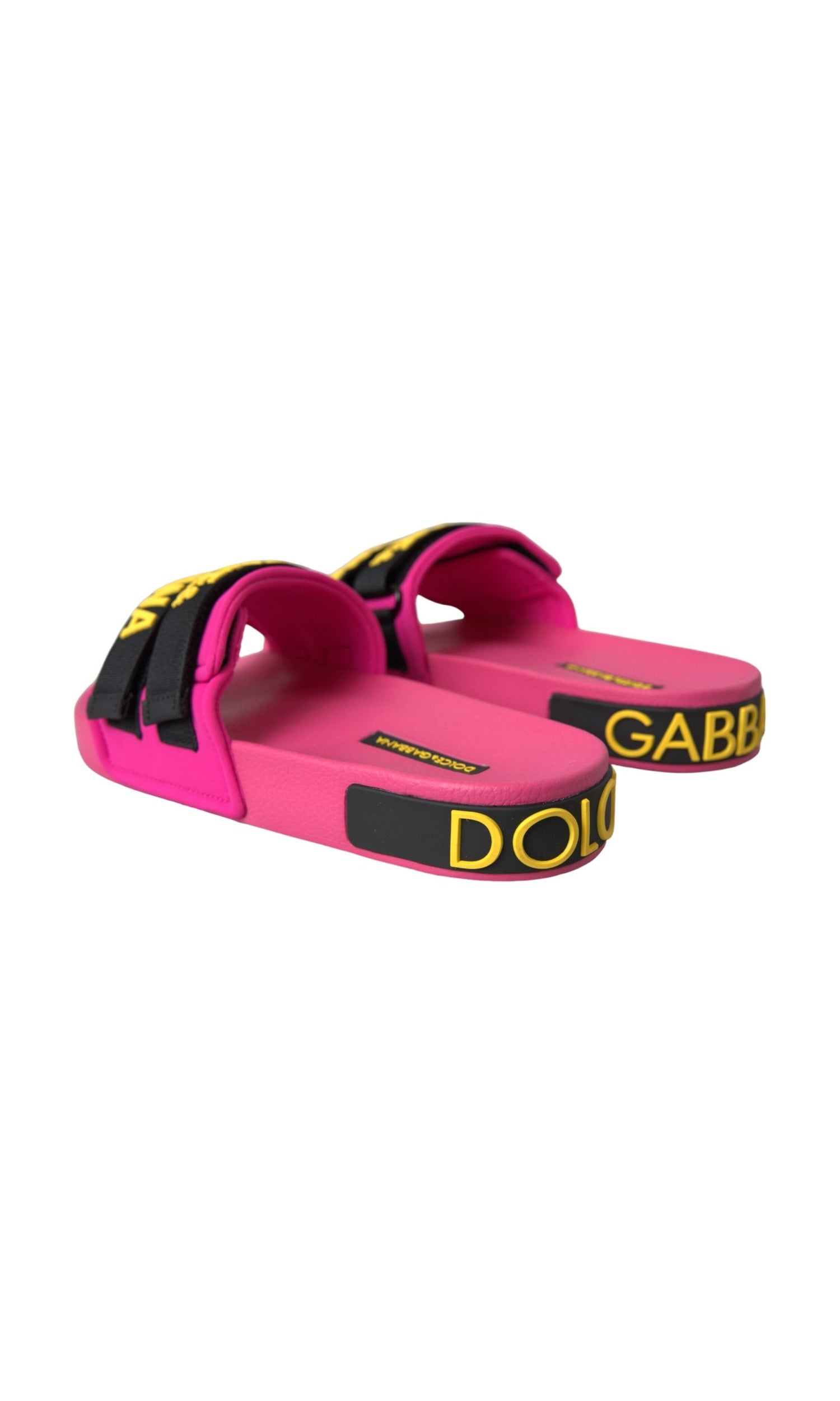 Dolce & Gabbana Pink Black Logo Beachwear Flats Sandals Shoes Glam Steals